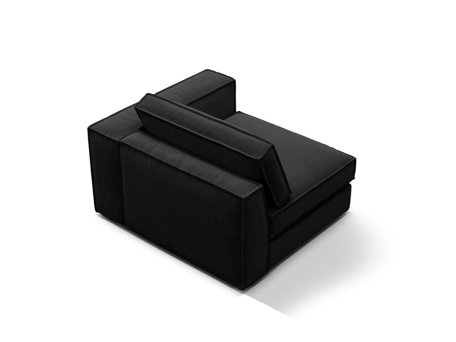 Elegantes 1-Sitzer Modul rechts Pola in zeitlosem Schwarz, ideal für individuelle Sofa-Arrangements und modernes Interieur.