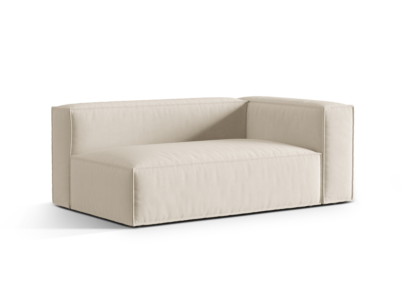 Beige Nuria Velour Modular Sofa rechts 3 Sitzer von Micadoni, stilvolles und flexibles Design für modernes Wohnen.
