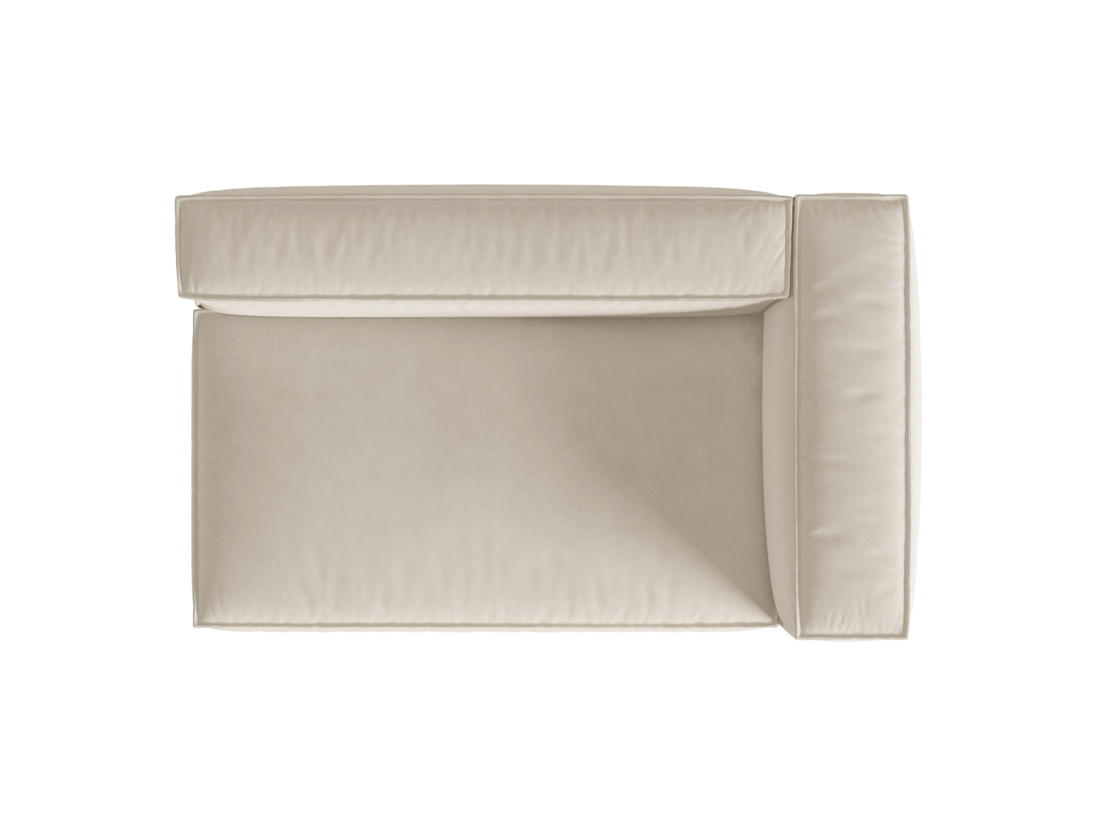 Beiges Velours-Modularsofa mit 3 Sitzen, rechtsseitig, perfekt für kreative Raumgestaltungen und modernes Wohndesign.