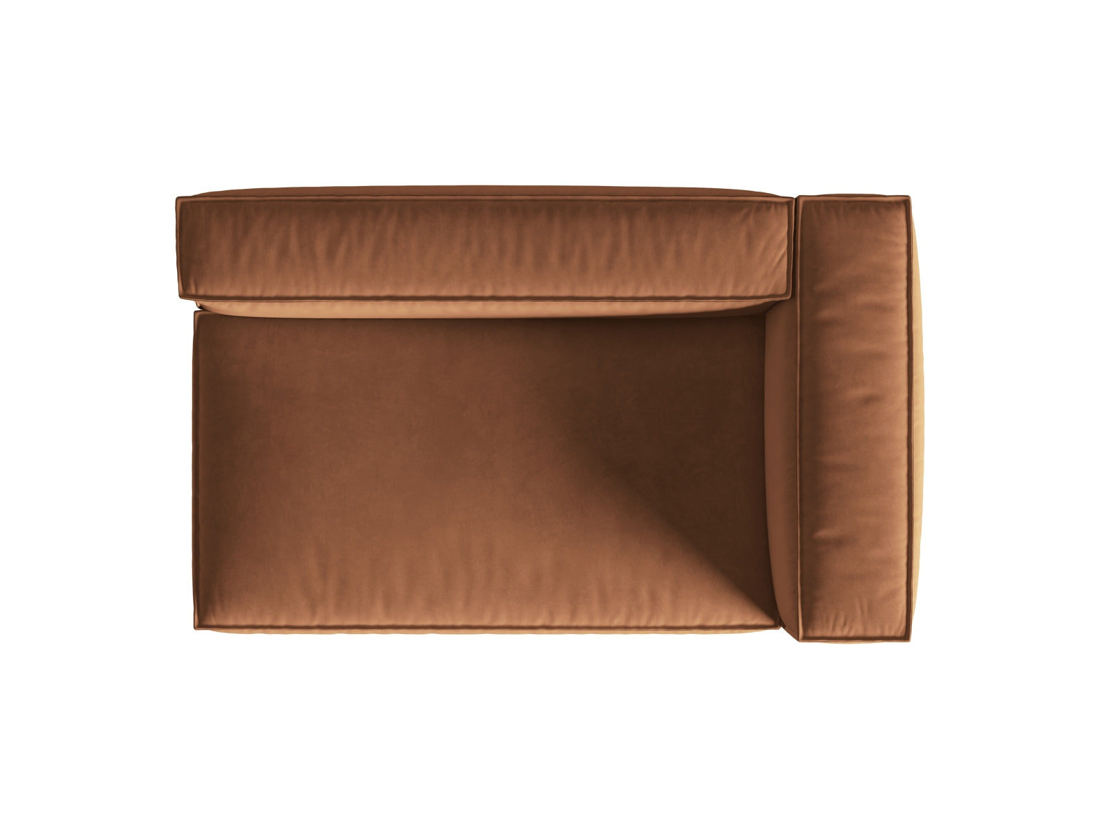 Elegantes Nuria Velour Modular Sofa in sanftem Honigton, 3-Sitzer, rechtsseitig, ideal für stilvolle und einladende Wohnräume.