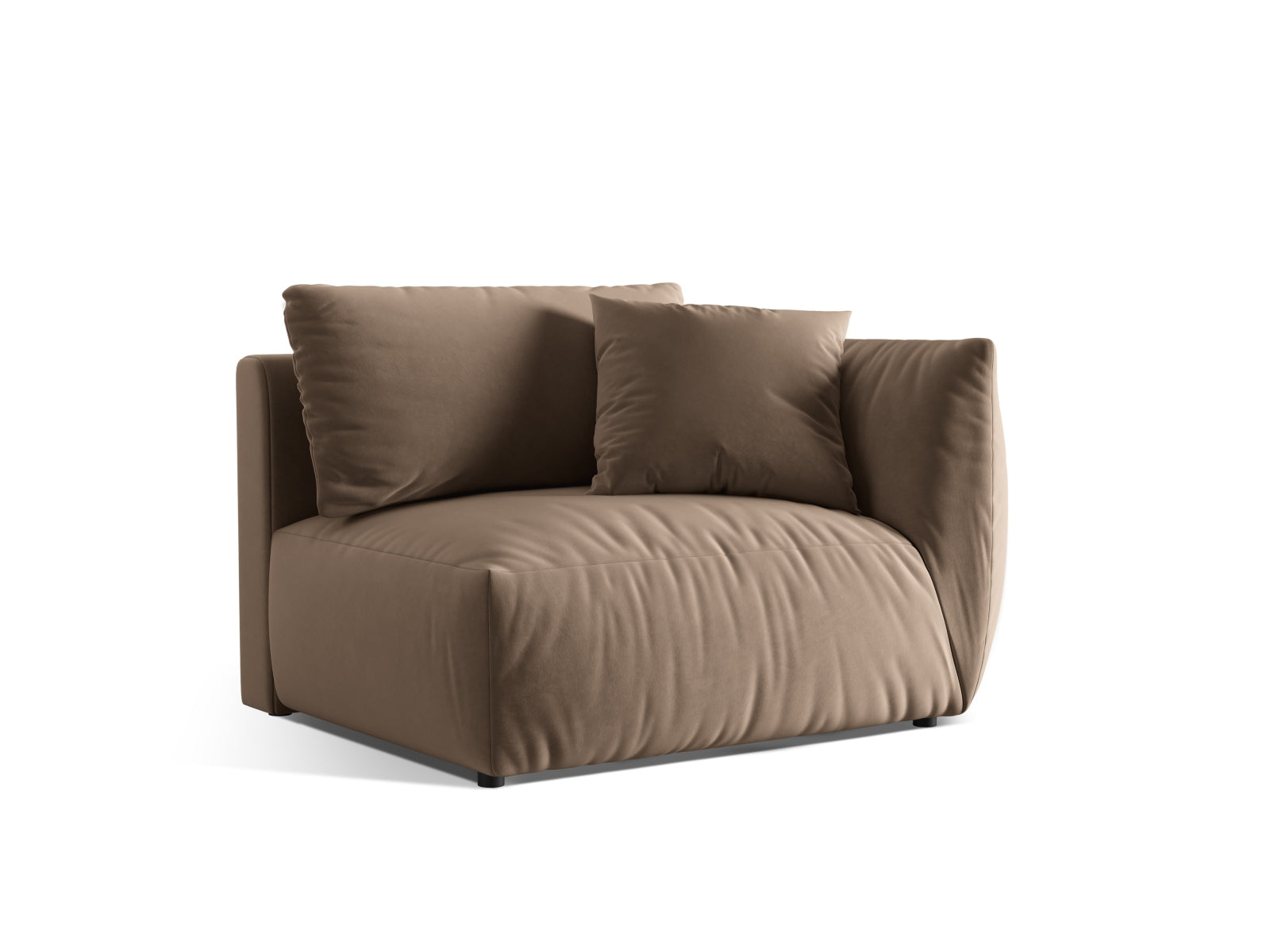 Rechtsseitiges Chris Velour Modul 1 Sitzer in warmem Braun, perfekt für moderne Wohnkonzepte und gemütliche Entspannungsecken.