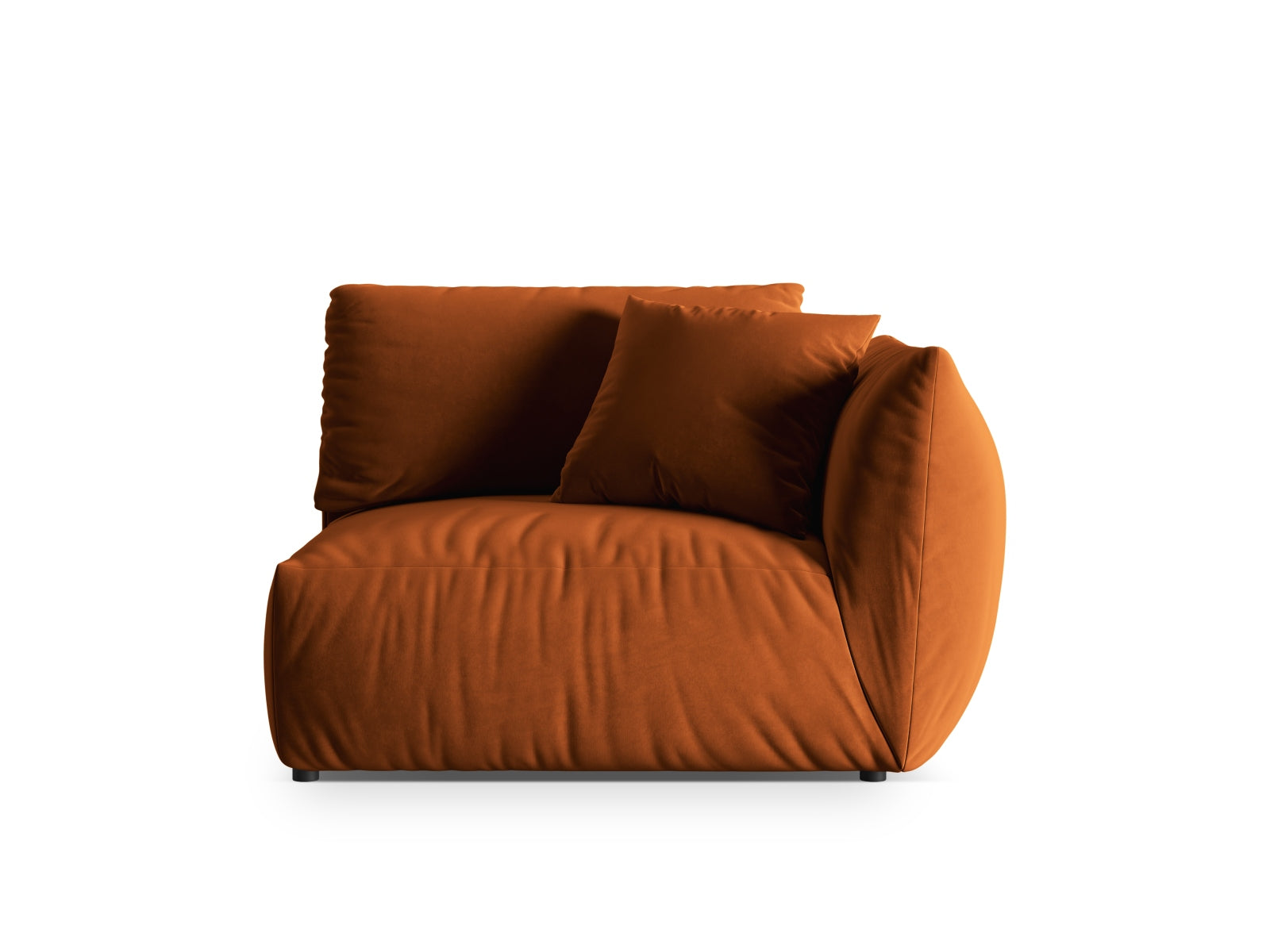 Elegantes Chris Velour Modul rechts 1 Sitzer in warmem Terracotta, ideal für individuelle Sofakombinationen von Micadoni.