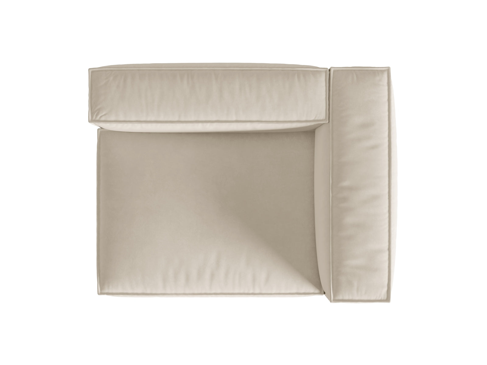 Beiges, modernes 2-Sitzer Sofa aus Nuria Velour, rechtsseitig, perfekt für kreative Raumgestaltungen und komfortable Entspannung.