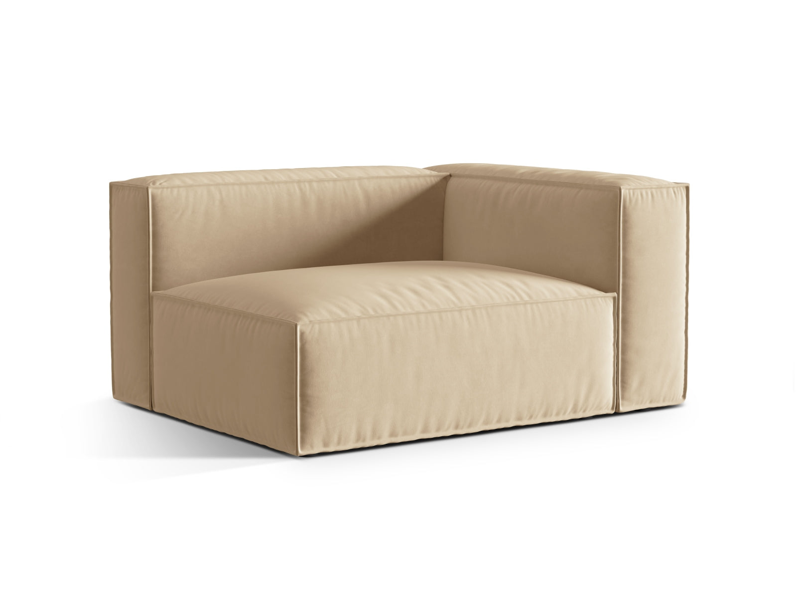 Elegantes Nuria Velour Modular Sofa in Nude-Paris, rechtsseitiger 2-Sitzer, ideal für stilvolle Wohnräume.