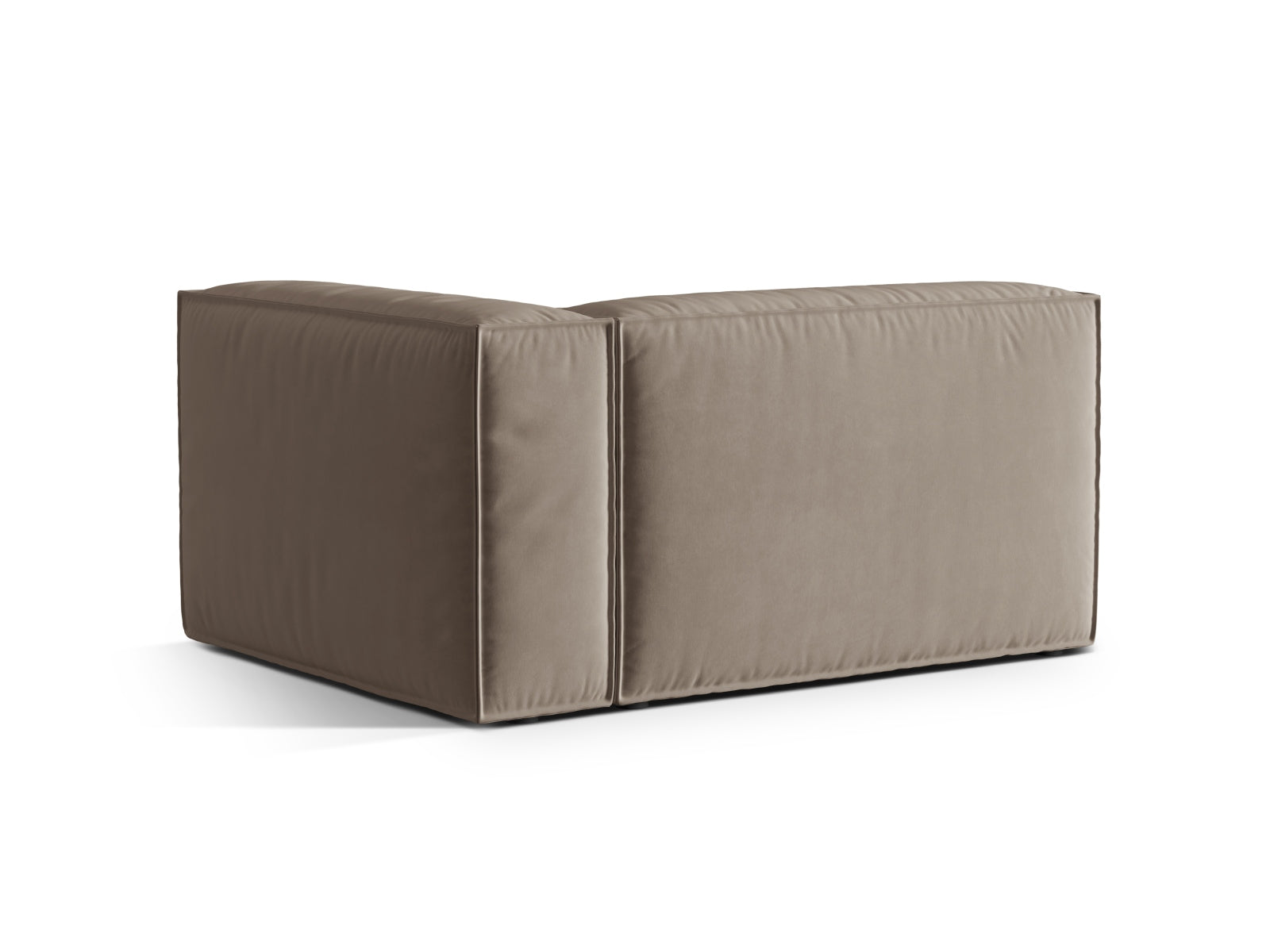 Stylisches Nuria Velour Modular Sofa rechts 2 Sitzer in sanftem Grau, perfekt für moderne Interiors und gemütliche Atmosphäre.