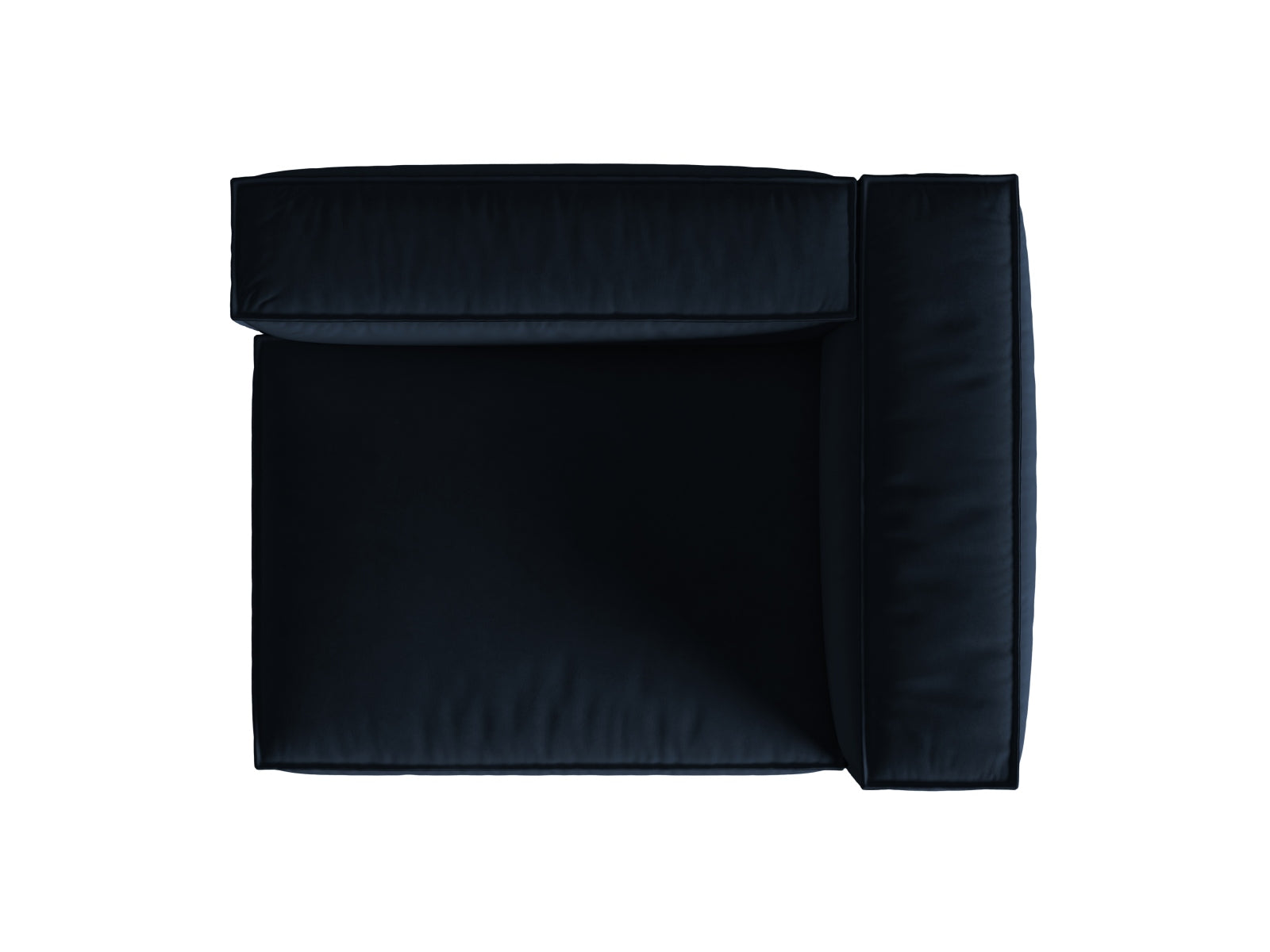 Elegantes, dunkelblaues 2-Sitzer Sofa aus Velours mit rechter Armlehne, ideal für stilvolle und modulare Wohnräume von Micadoni.