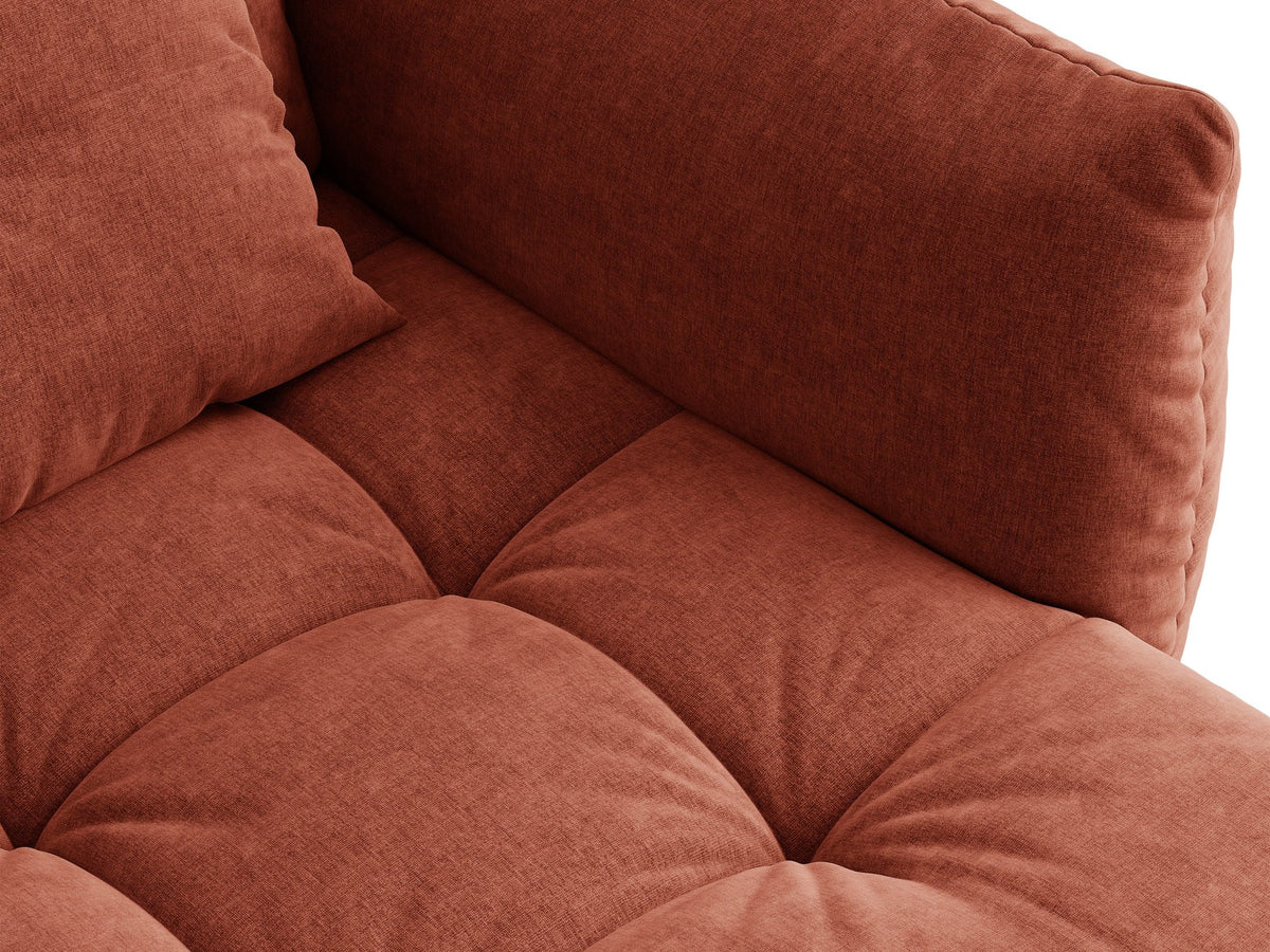 Armloses Sofa-Modul der Serie Bloom von Micadoni mit beigefarbenem Samtbezug Casino Pearl und schwarzen Kunststoffbeinen.