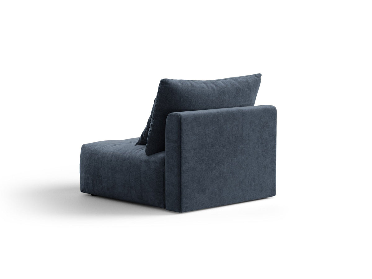 Armloses Sofa-Modul der Serie Bloom von Micadoni mit beigefarbenem Samtbezug Casino Pearl und schwarzen Kunststoffbeinen.