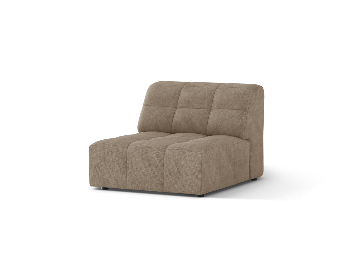 Armloses Sofamodul Jennifer von Micadoni in leichtem Beige mit Chenille-Stoff Eden, schwarzen Kunststoffbeinen und gepolsterter Sitzfläche.