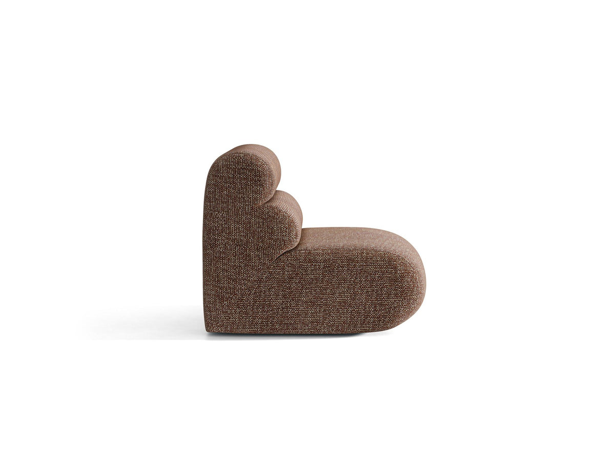 Armloses Samtmodul-Sofaelement Neo von Micadoni in dunklem Olivgrün, mit schwarzen Kunststoffbeinen, Teil eines modularen Sofasystems.