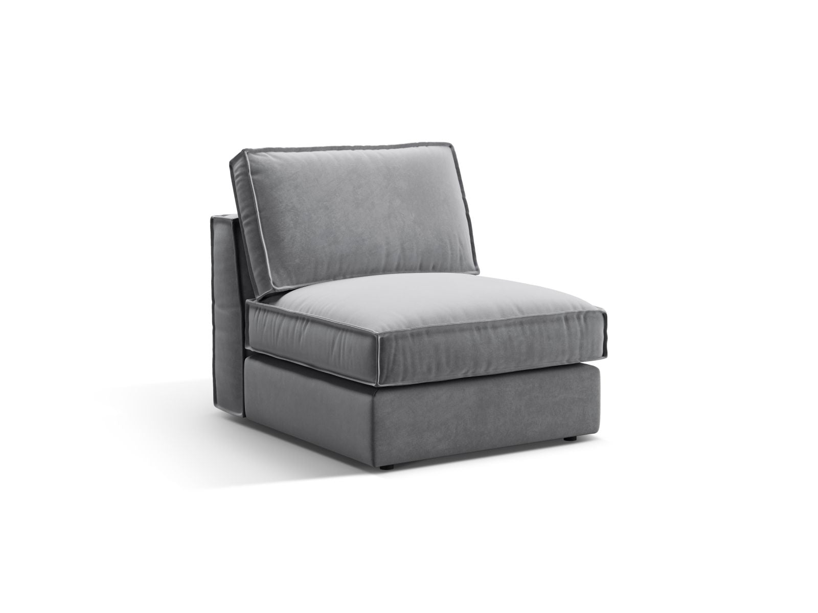 Elegantes 1-Sitzer Modul ohne Armlehnen in Grau, Teil des modularen Sofas Pola von Micadoni, ideal für stilvolle Wohnräume.
