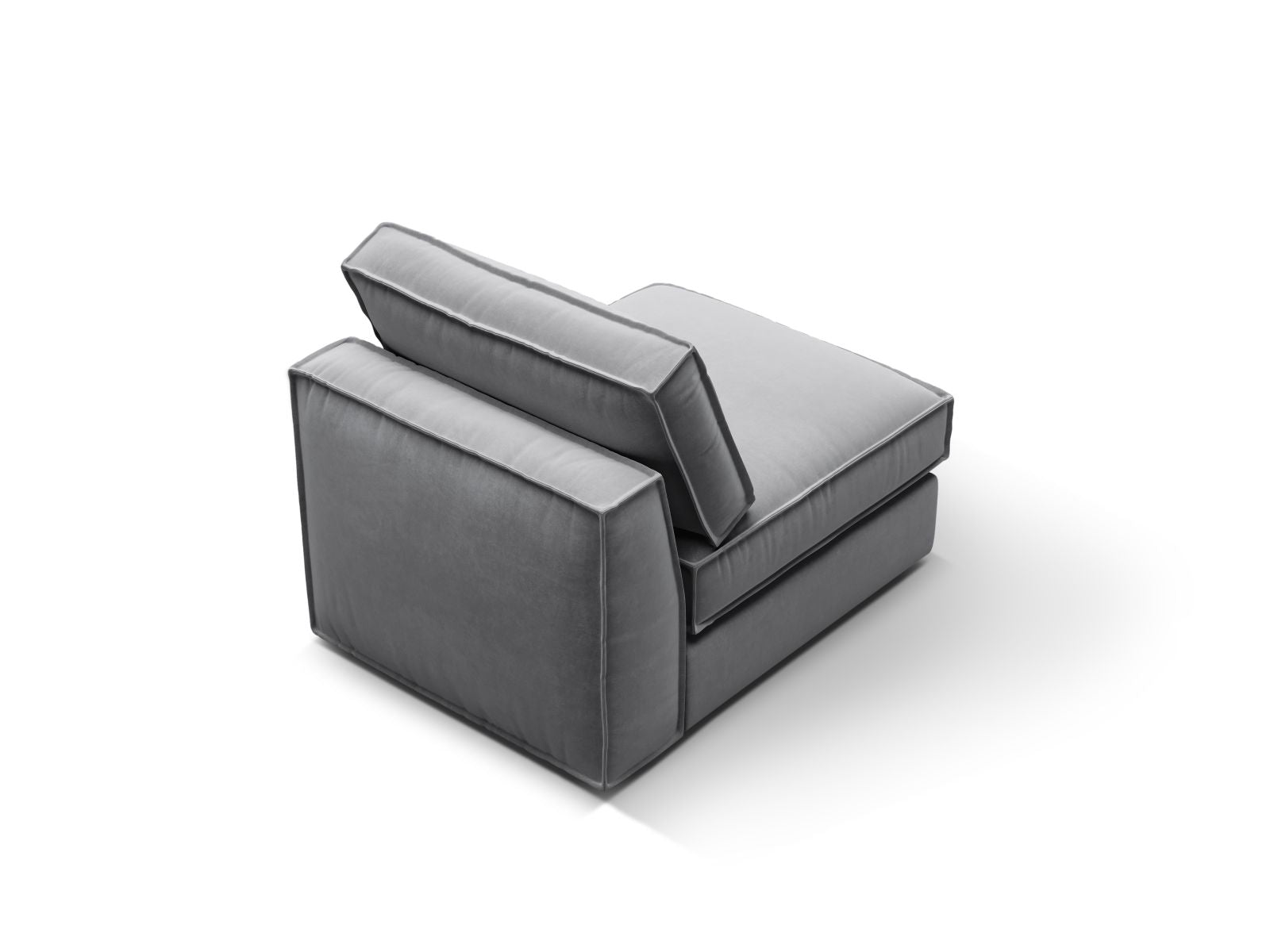 Stylisches 1-Sitzer Modul ohne Armlehnen in zeitlosem Grau, ideal für kreative Sofa-Arrangements im modernen Interieur.