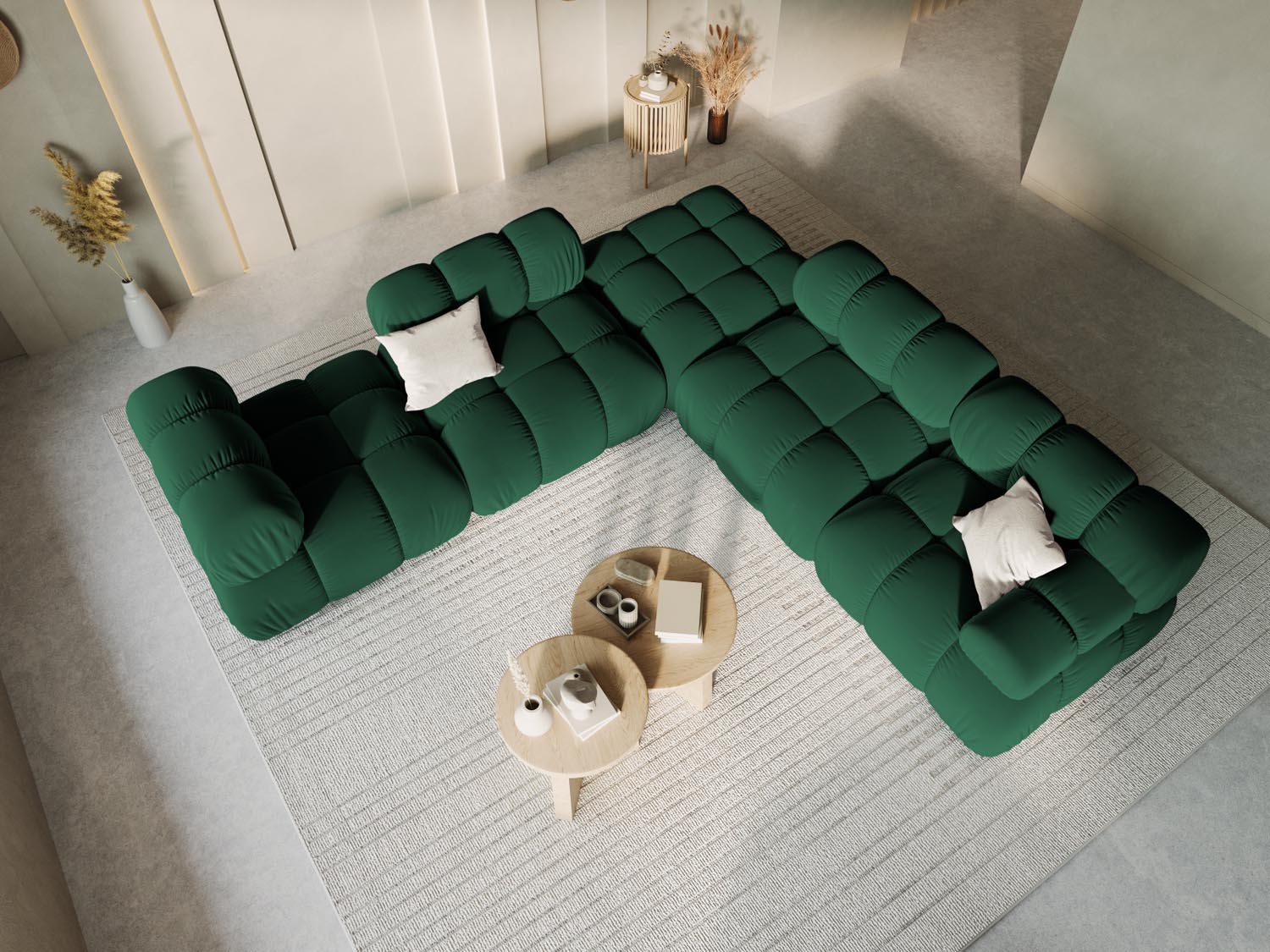 Eleganter Bellis Velour Modul Armless 1 Sitzer in sattem Flaschengrün, ideal für stilvolle Wohnräume und modernes Design.