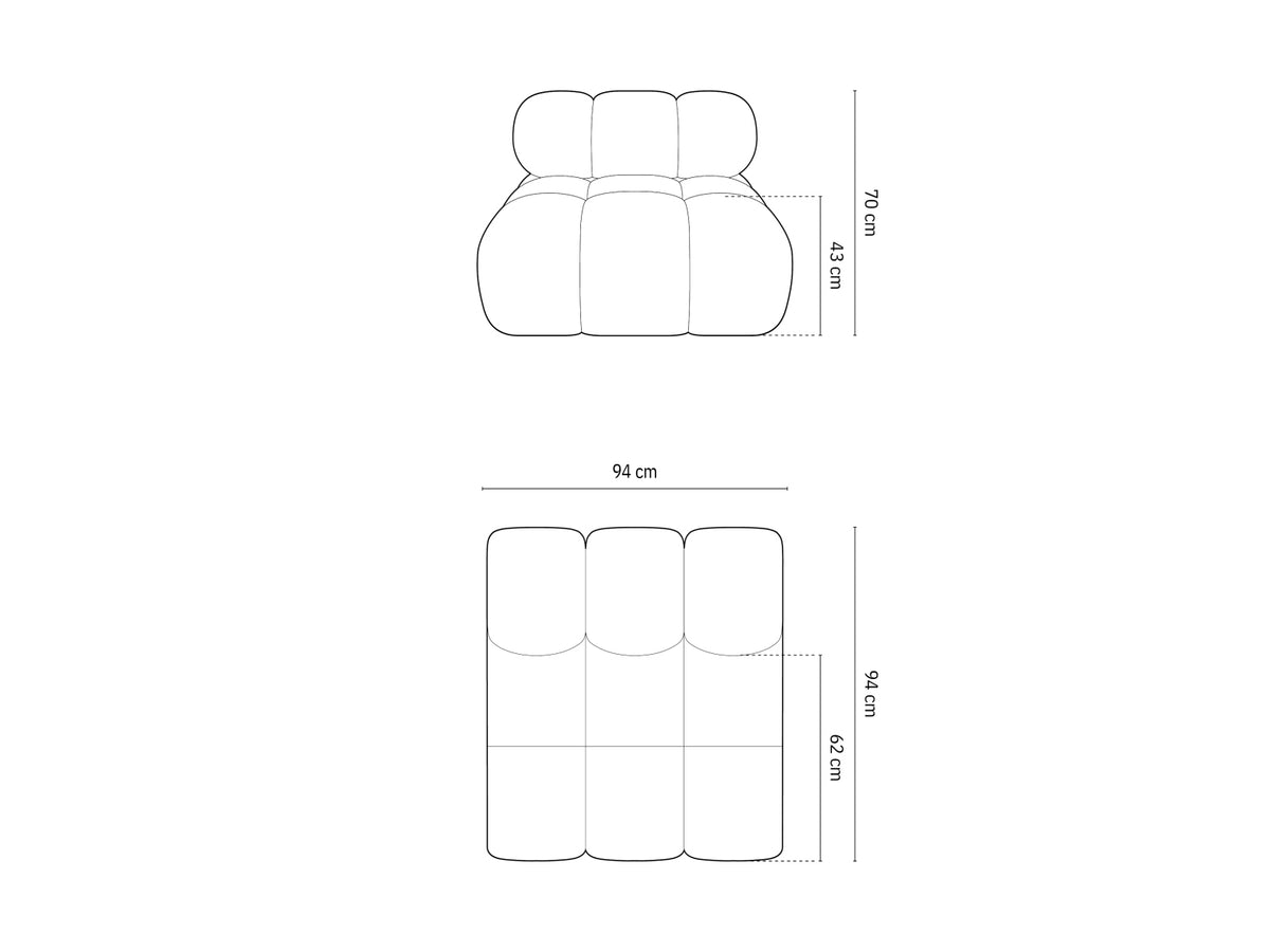 Bellis Velour Modul Armless 1 Sitzer in Terracotta-Bluvel präsentiert im Onlineshop von KAQTU Design AG. Modulares Sofa ist von Micadoni