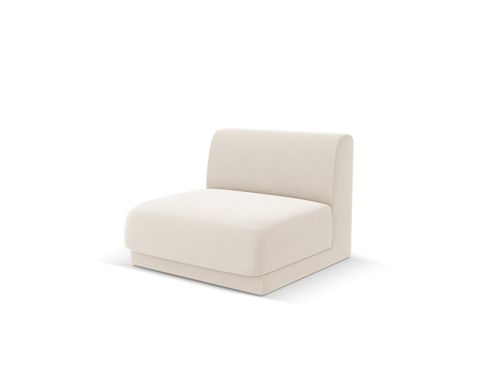 Eleganter Miley Velour Modul Armless 1 Sitzer in sanftem Beige, ideal für stilvolle Wohnräume und flexible Sitzlösungen.
