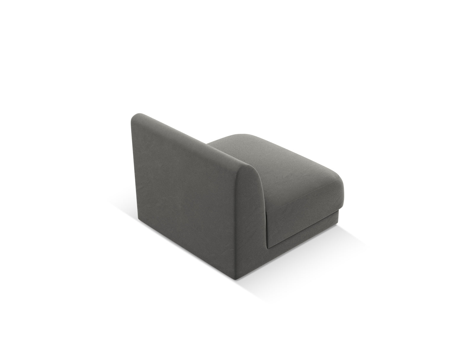 Stylischer Miley Velour Modul Armless 1 Sitzer in dezentem Grau, perfekt für moderne Interieurs und anpassbare Sitzkonfigurationen.