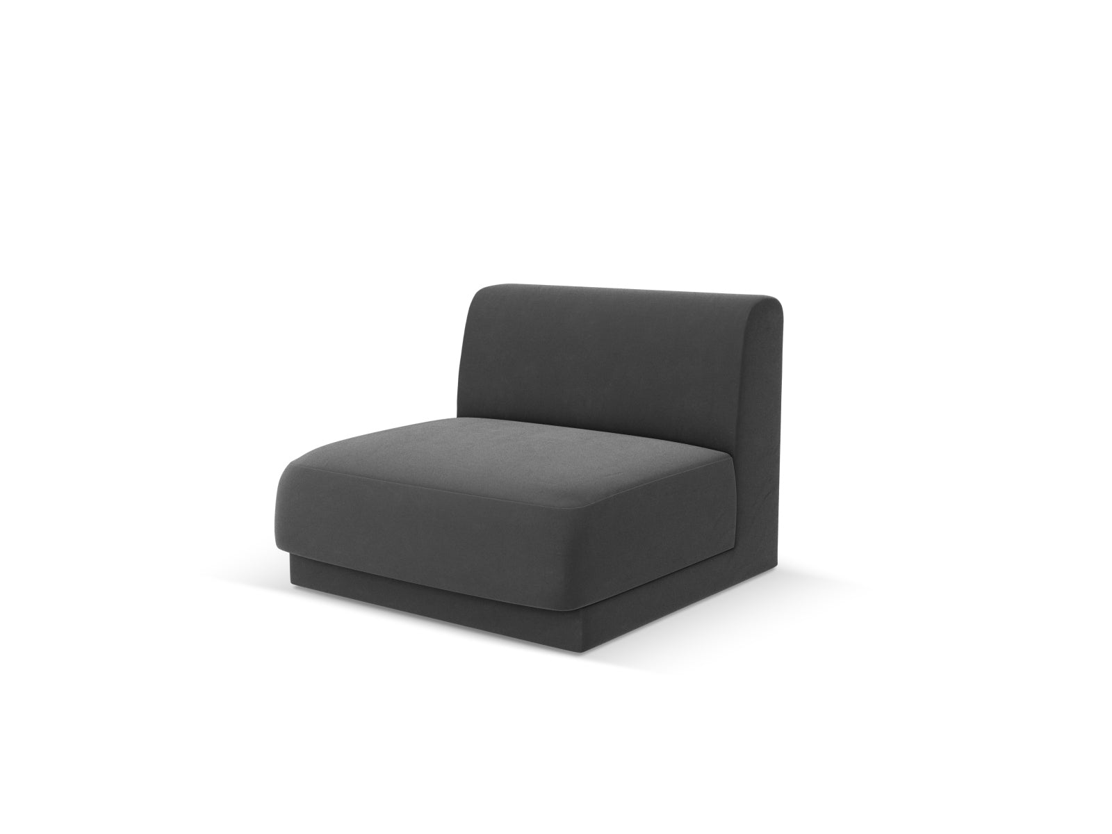 Eleganter Miley Velour Modul Armless 1 Sitzer in Grau-Blau, ideal für stilvolle Wohnräume und flexible Sitzlösungen.