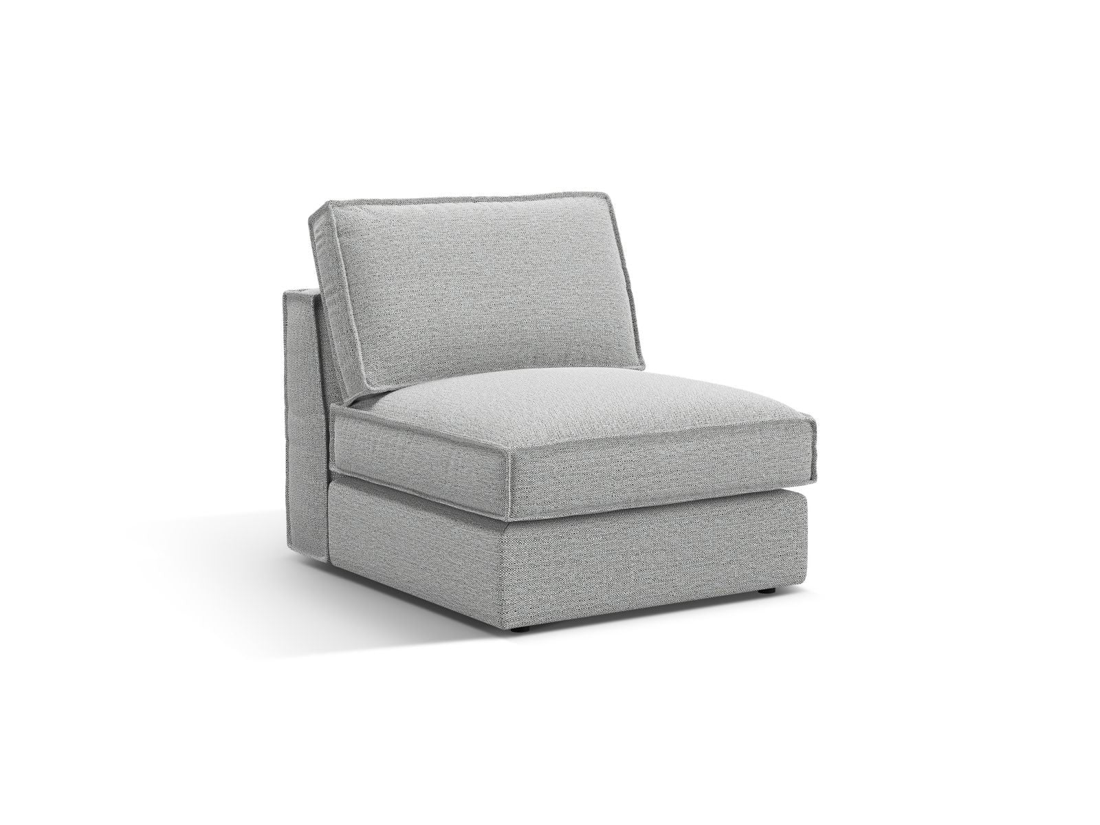 Elegantes 1-Sitzer Modul ohne Armlehnen in hellem Grau, ideal für individuelle Sofa-Kombinationen im modernen Wohnraum.