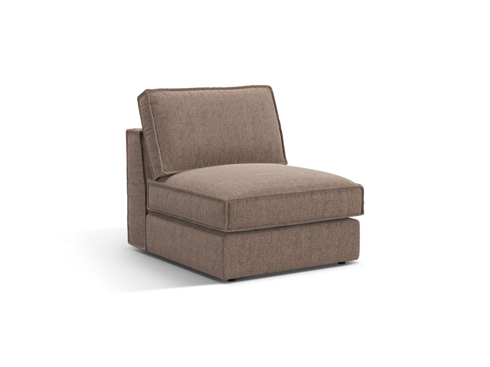 Elegantes 1-Sitzer Modul ohne Armlehnen in hellem Braun, ideal für individuelle Sofa-Kombinationen im modernen Wohnraum.