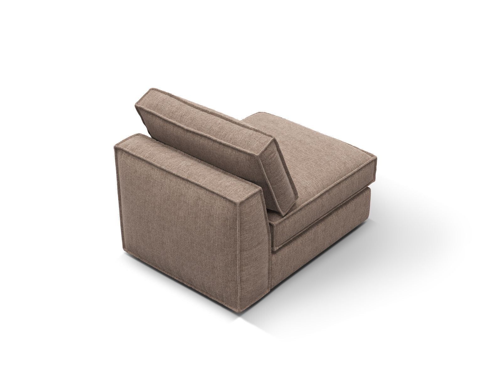 Elegantes, armfreies 1-Sitzer Modulsofa in warmem Braun, ideal für moderne und anpassbare Wohnkonzepte.