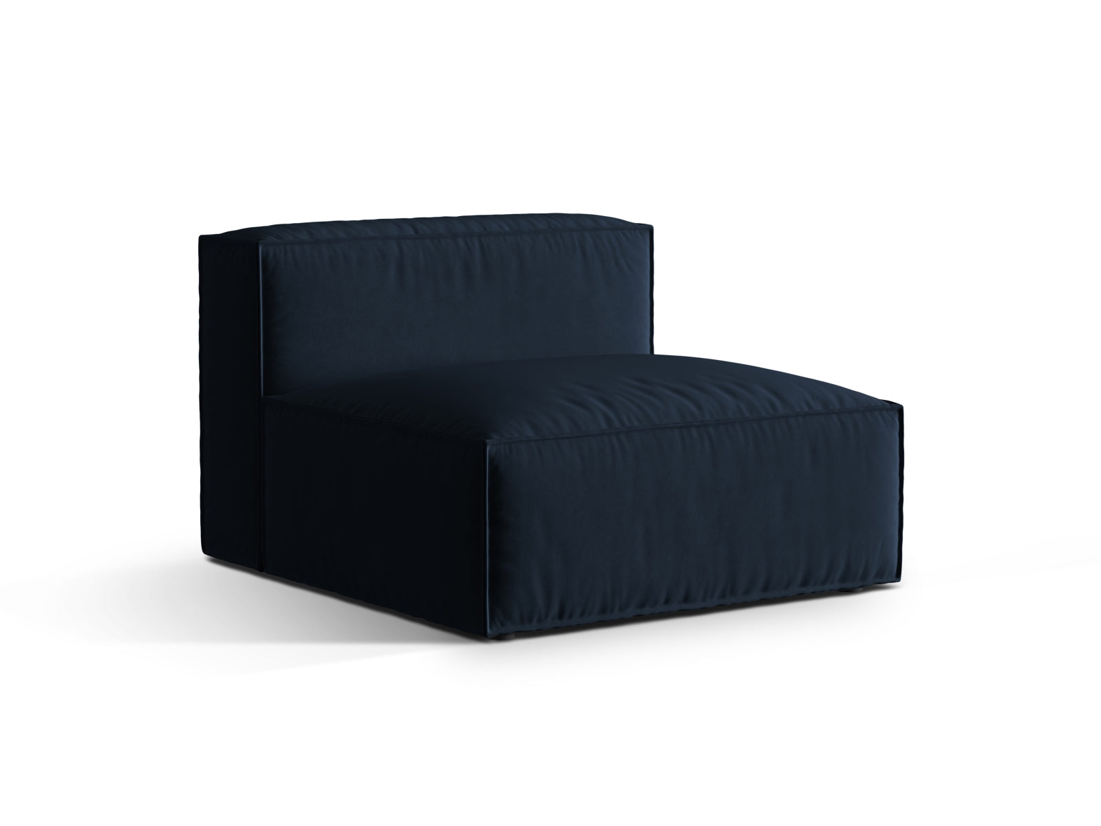 Eleganter Nuria Velour Modul Armless 1 Sitzer in Dunkelblau, ideal für stilvolle Wohnräume, erhältlich bei KAQTU Design AG.