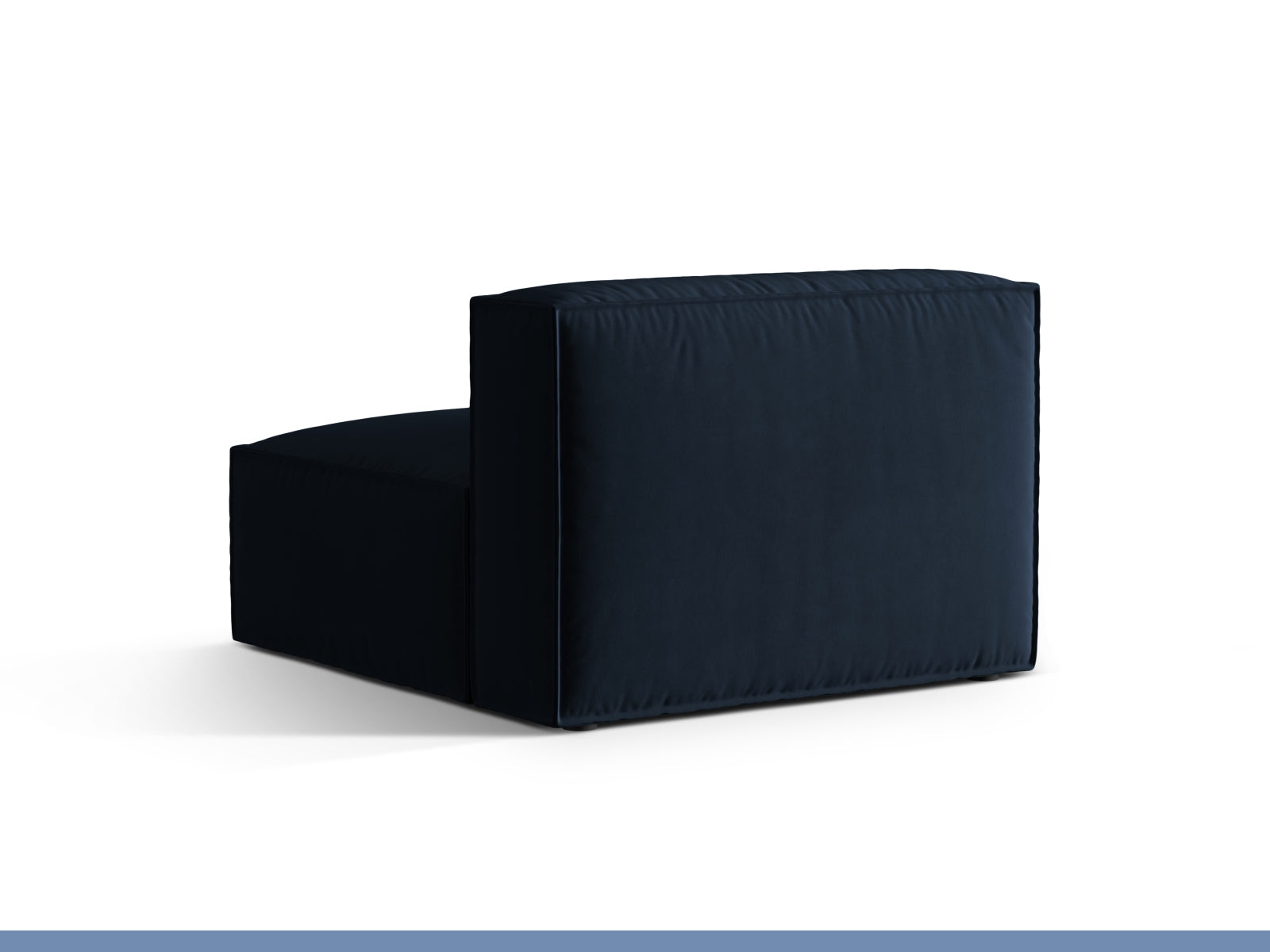 Stylischer Nuria Velour Modul Armless 1 Sitzer in tiefem Blau, perfekt für moderne Interieurs und vielseitige Raumgestaltungen.