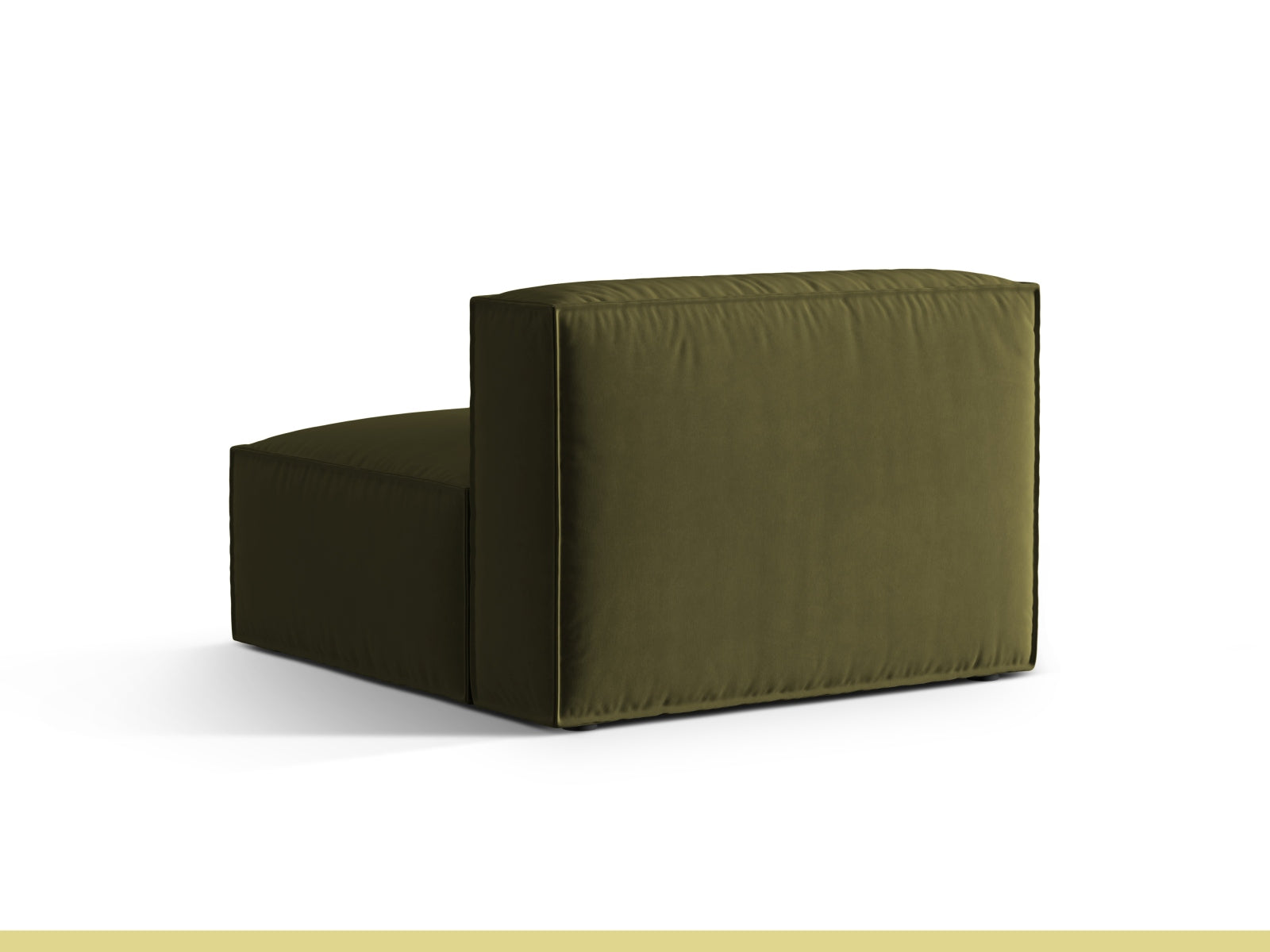 Stilvoller Nuria Velour Modul Armless 1 Sitzer in edlem Moosgrün, perfekt für kreative Wohnkonzepte und gemütliche Sitzgelegenheiten.