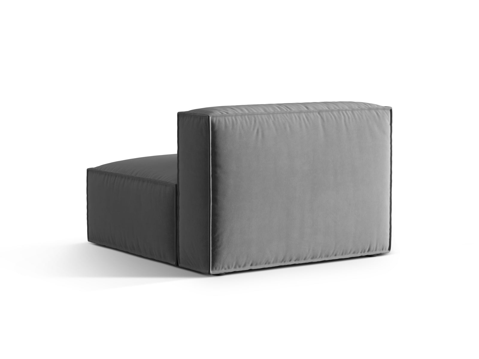 Stylischer Nuria Velour Modul Armless 1 Sitzer in edlem Grau, perfekt für kreative Wohnkonzepte und flexible Sitzlösungen.