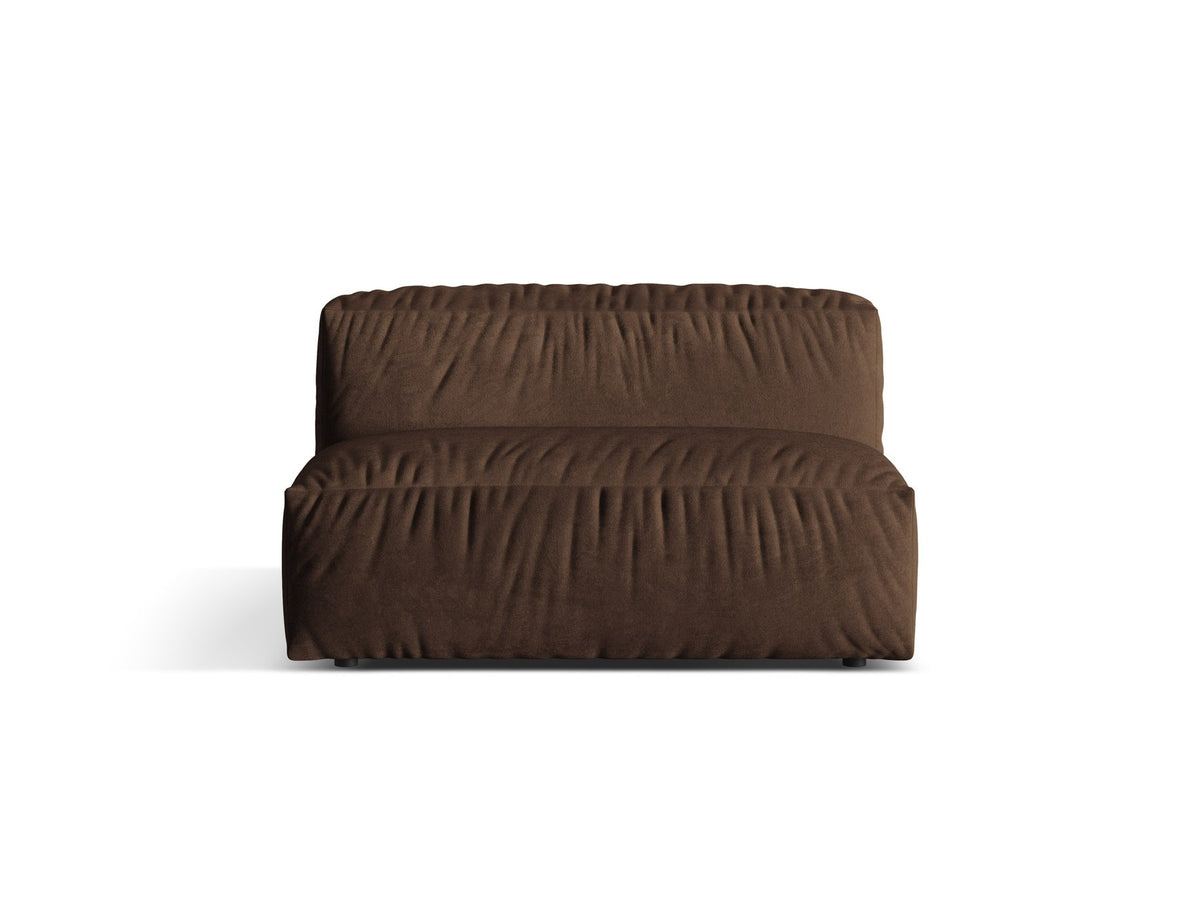 Sofa-Modul Martina von Micadoni in Schokolade mit Veloursstoff-Bezug, schwarzen Kunststoffbeinen und niedriger Rückenlehne, modulares Sofa-System.