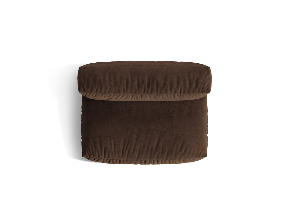 Sofa-Modul Martina von Micadoni in Schokolade mit Veloursstoff-Bezug, schwarzen Kunststoffbeinen und niedriger Rückenlehne, modulares Sofa-System.