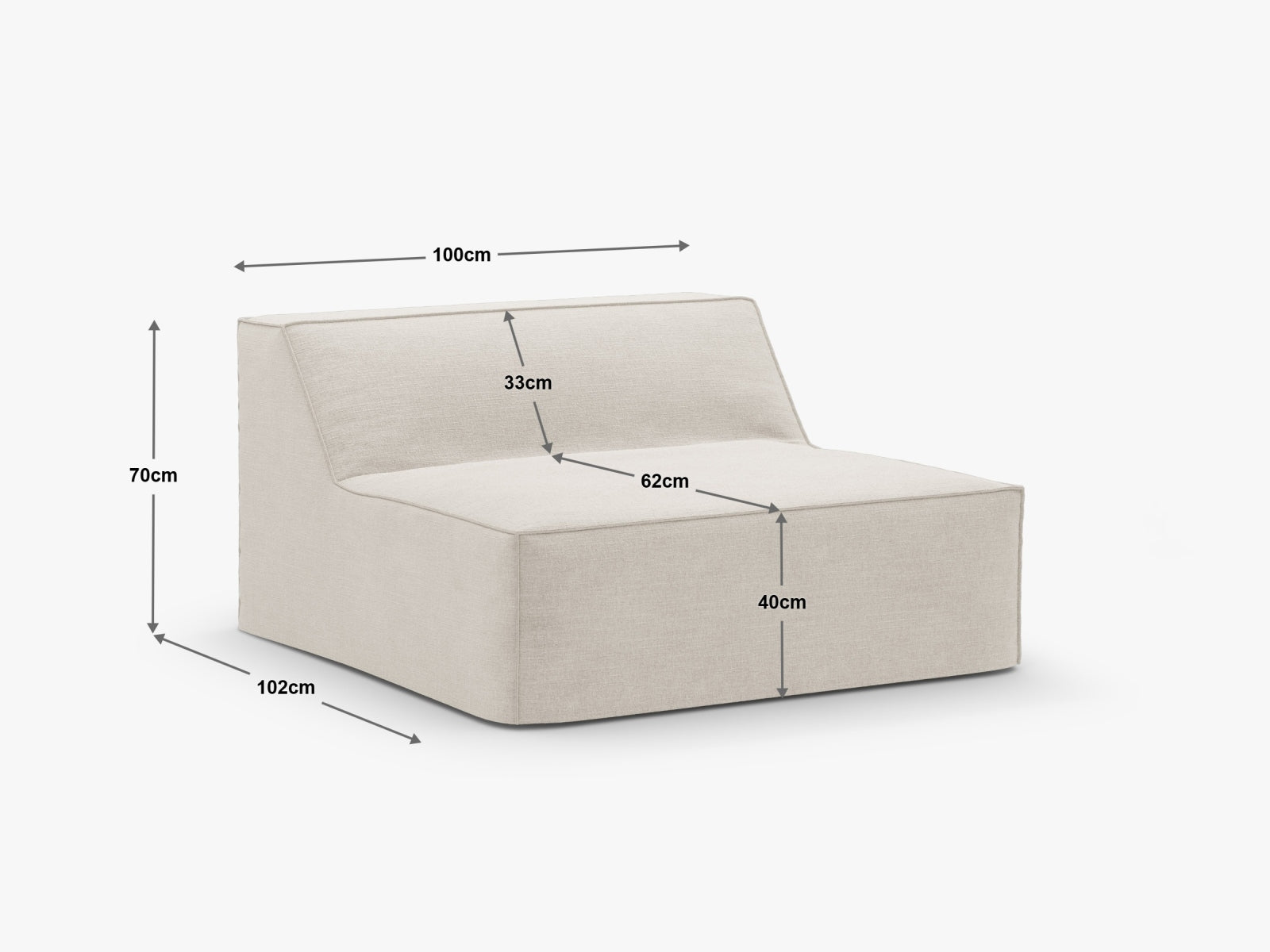 Jodie Modul Armless 1 Sitzer in Natural präsentiert im Onlineshop von KAQTU Design AG. Modulares Sofa ist von Micadoni