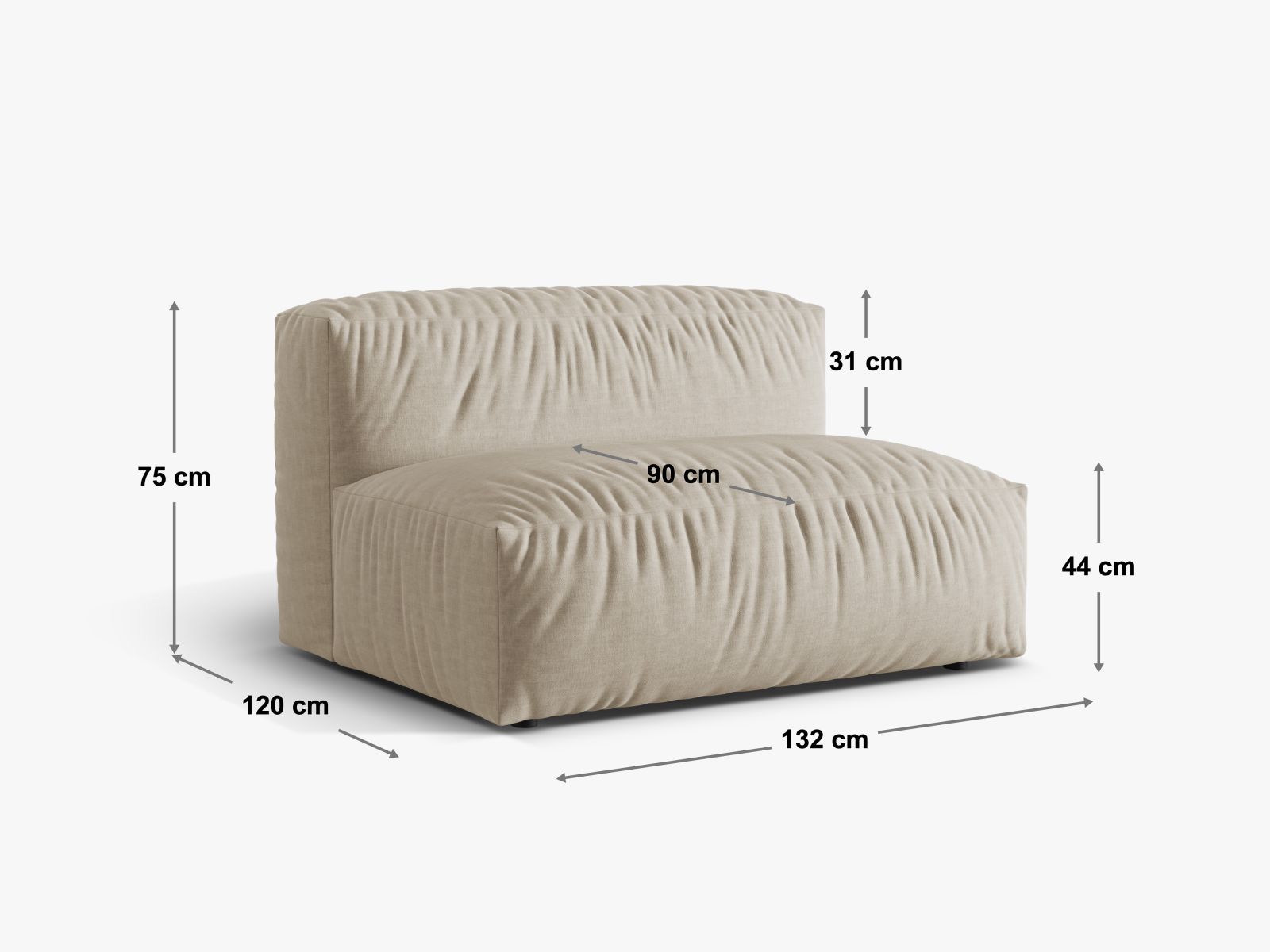 Gemütliches 1-Sitzer Sofa Martina Wide XL in edlem Dunkelbeige, perfekt für stilvolle Akzente in jedem modernen Zuhause.