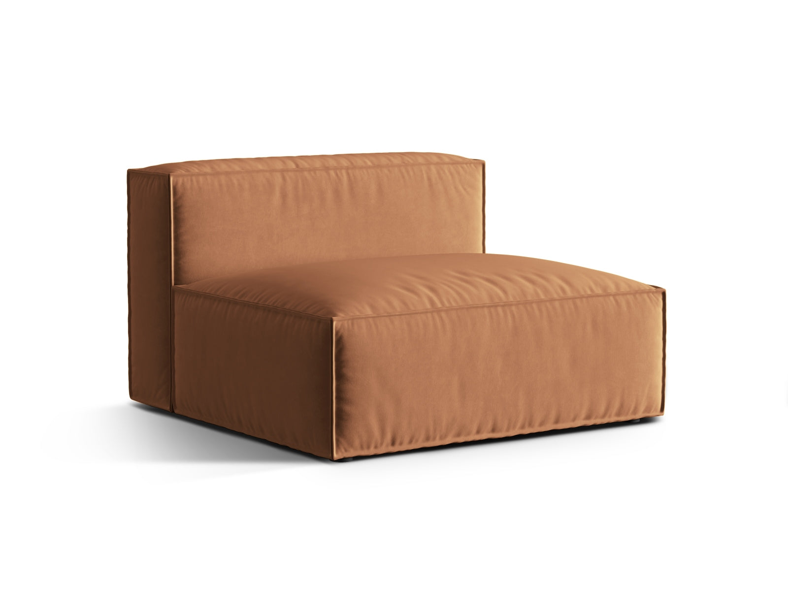 Elegantes Nuria Velour Modul Armless 2 Sitzer Sofa in warmem Honigton, ideal für stilvolle Wohnräume und flexible Gestaltung.
