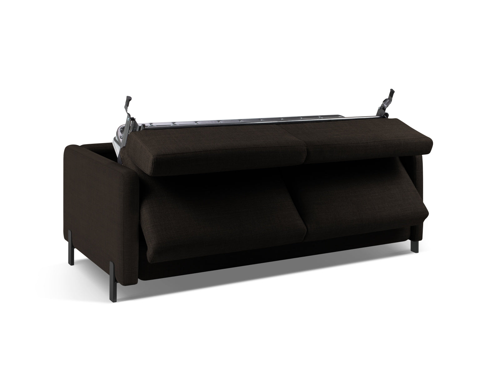 Elegantes 2-Sitzer Bettsofa Gloria in dunklem Grau, perfekt für kleine Räume und als komfortable Schlafgelegenheit für Übernachtungsgäste.
