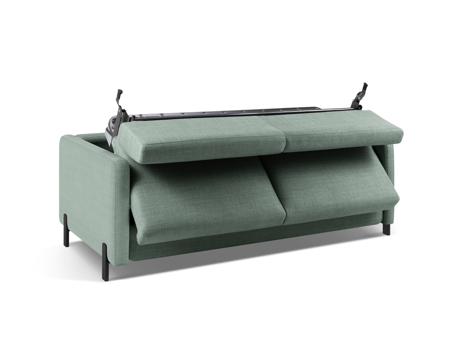 Elegantes 2-Sitzer Bettsofa Gloria in sanftem Mint, perfekt für stilvolle Wohnräume und als komfortable Schlafgelegenheit.