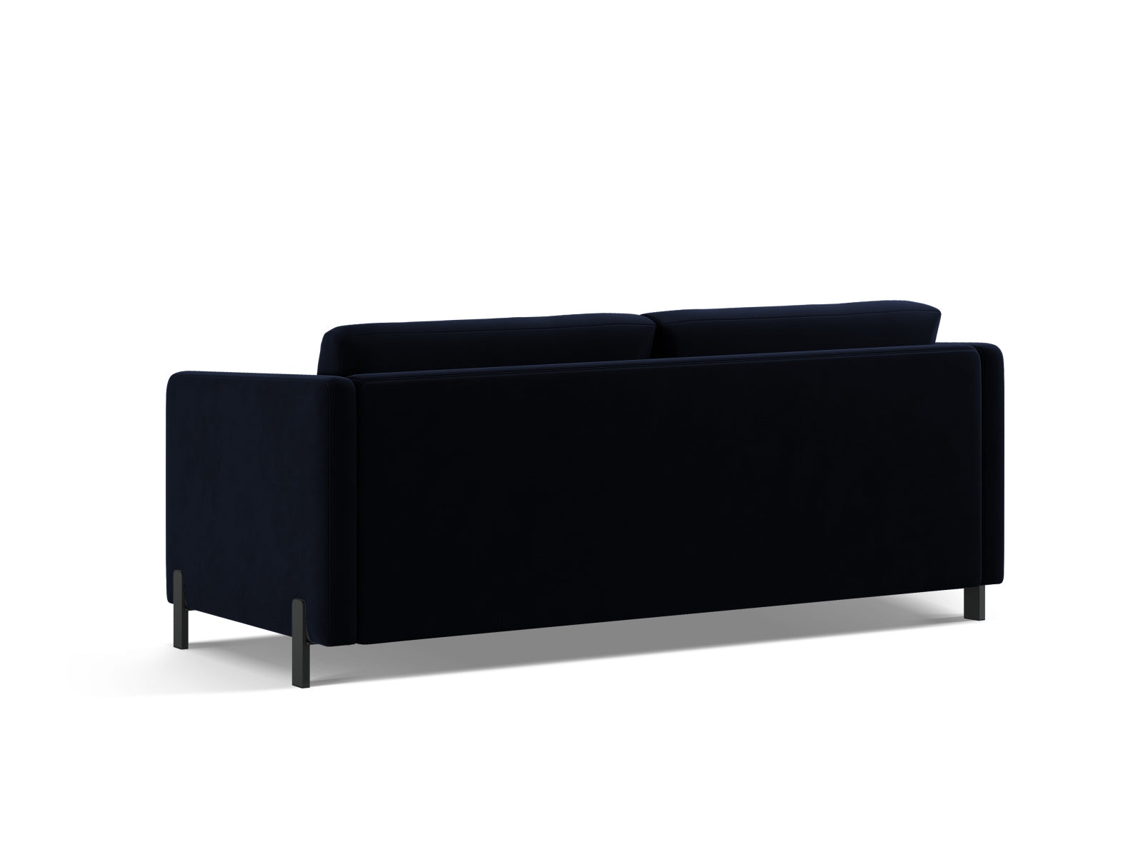 Elegantes 2-Sitzer Bettsofa aus weichem Velours in tiefem Royalblau, ideal für entspannte Stunden und als praktische Schlaflösung.