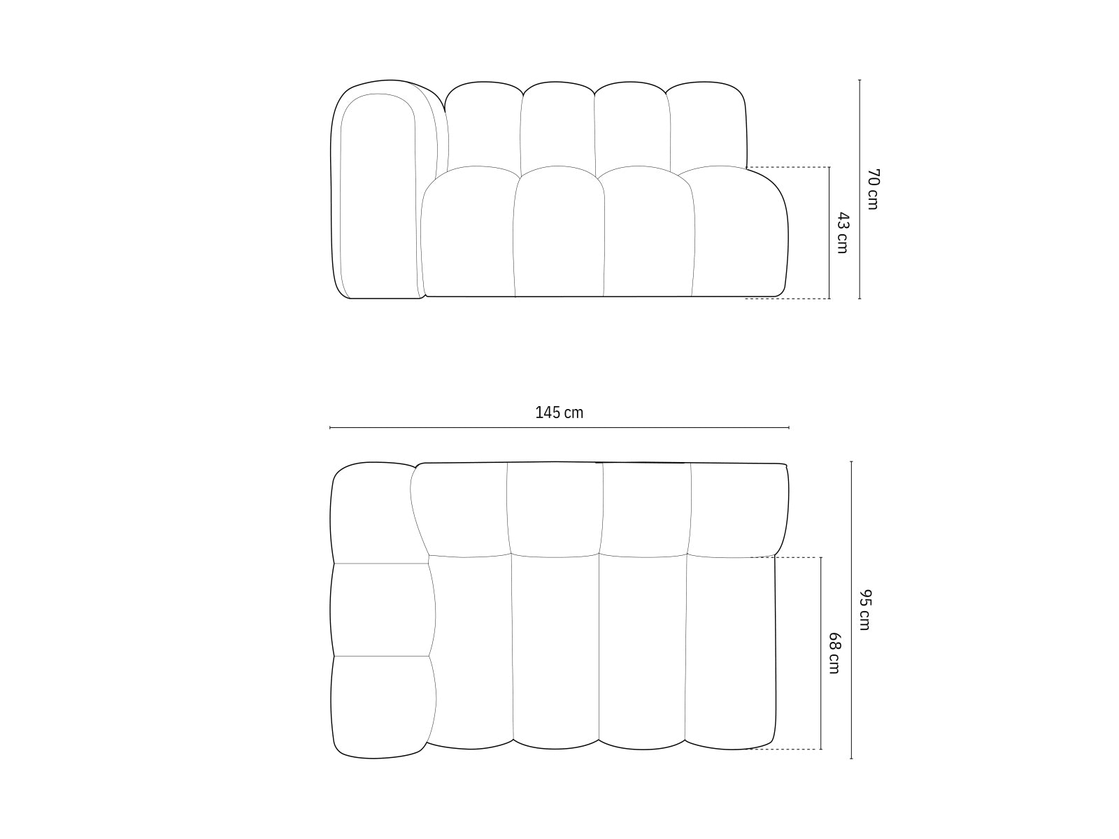 Lupine Boucle Modular Sofa links 2 Sitzer in Dark Blue präsentiert im Onlineshop von KAQTU Design AG. Modulares Sofa ist von Micadoni