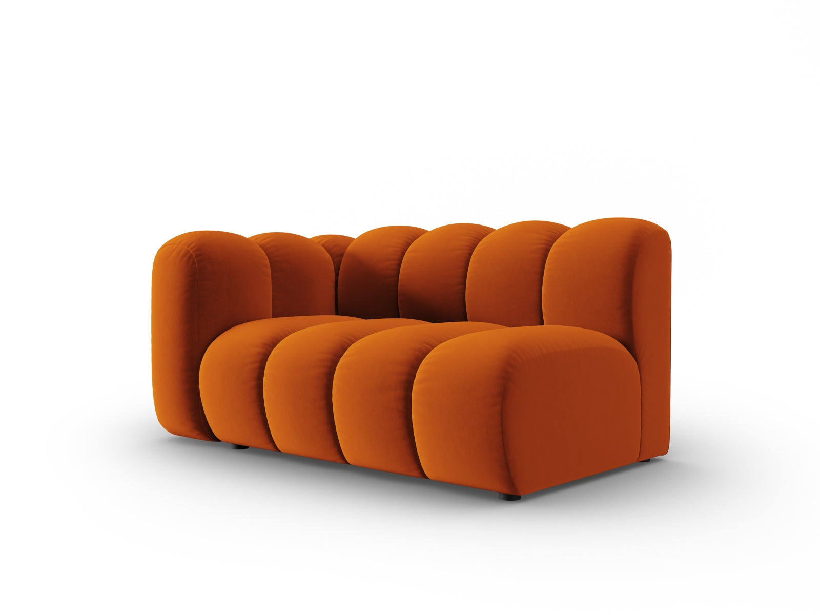 Elegantes Lupine Velour 2-Sitzer Sofa in Terracotta, linksseitig, ideal für moderne Wohnräume, präsentiert von Micadoni.