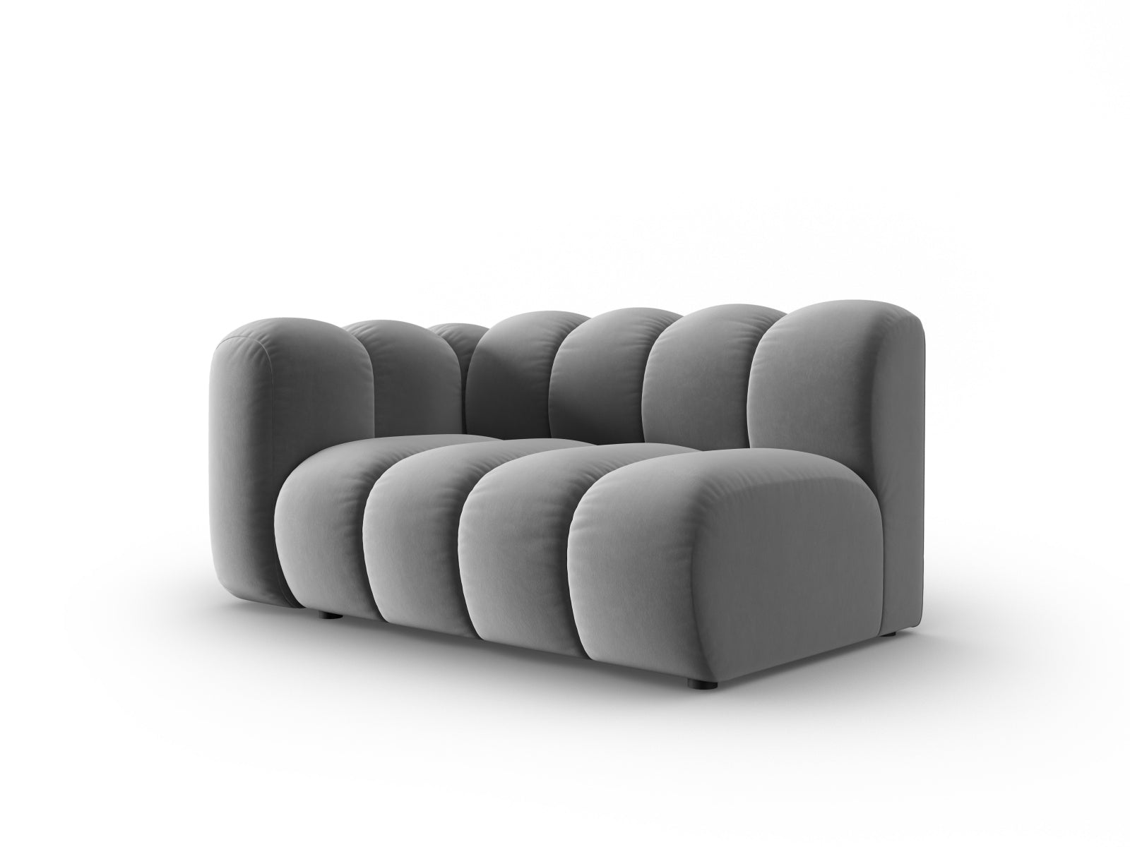 Elegantes Lupine Velour 2-Sitzer Sofa in Grau, linksseitig, ideal für moderne Wohnräume, von Micadoni.