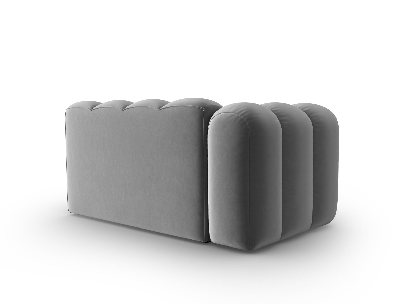 Stylisches, graues 2-Sitzer Sofa mit Velourbezug, linksseitig, perfekt für zeitgemäße Inneneinrichtungen von Micadoni.