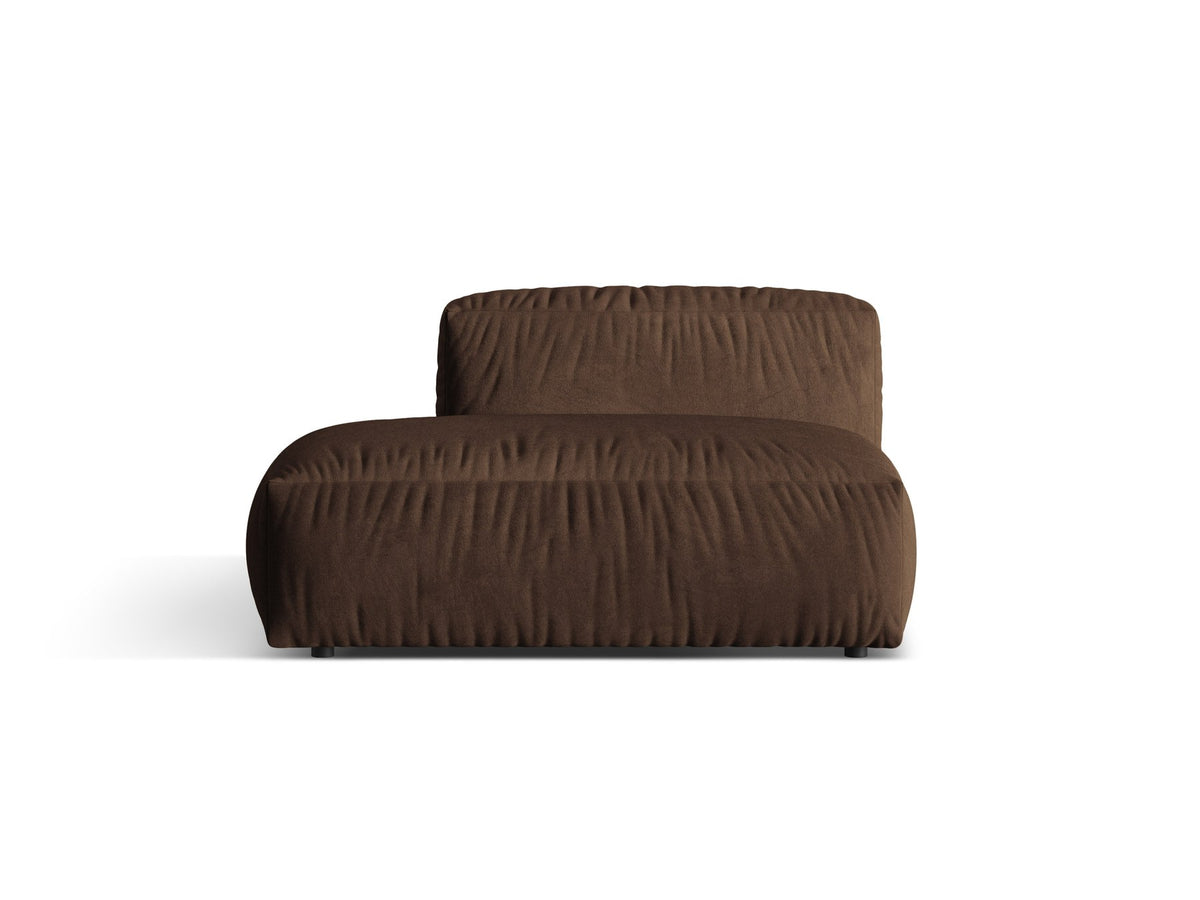 Modulares Zweisitzer-Sofa Martina von Micadoni in Schokolade-Farbe mit Veloursstoff-Bezug und schwarzen Kunststoffbeinen, offene Seite links.