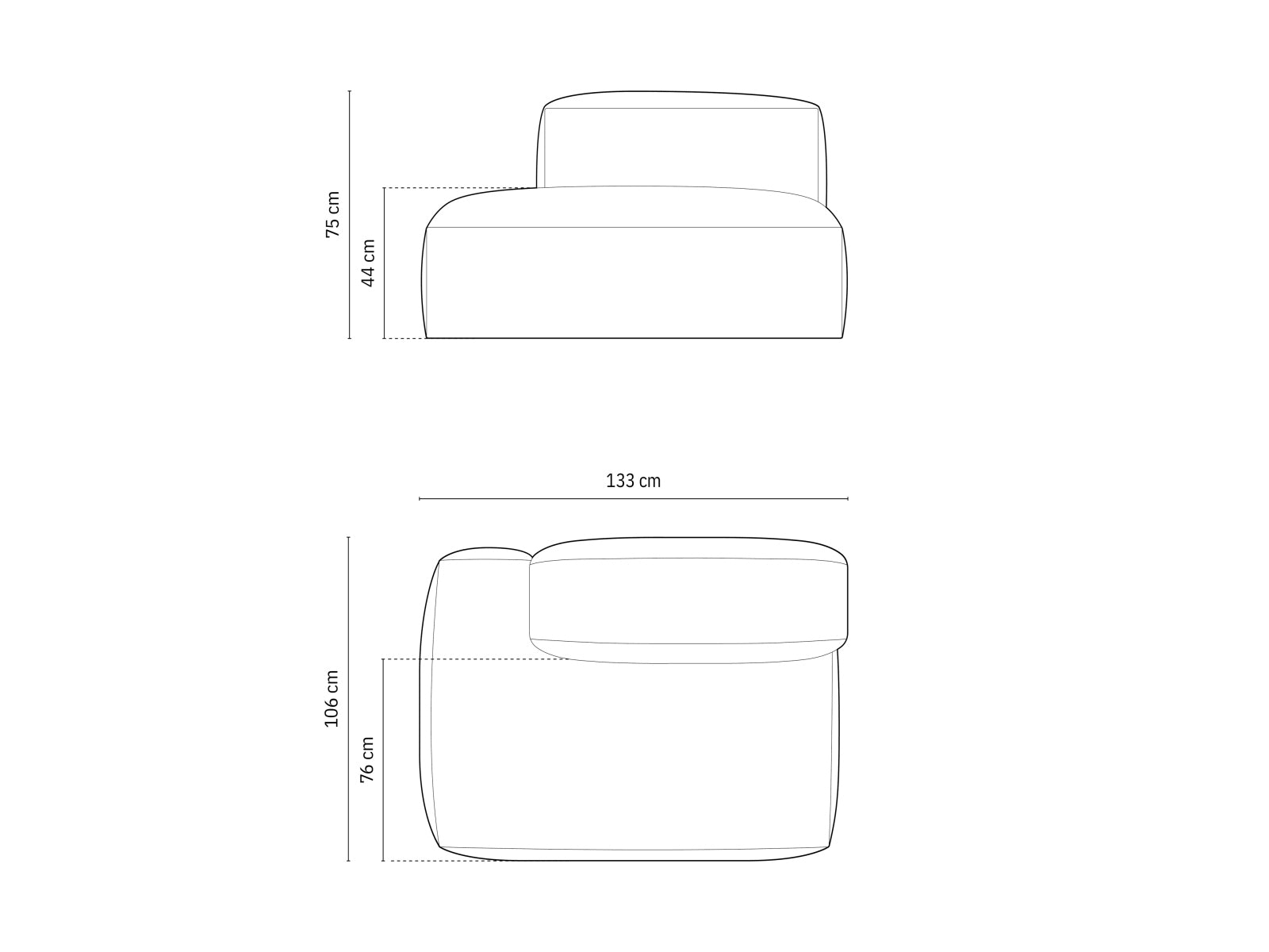 Modernes 2-Sitzer Sofaelement links Martina in warmem Cappuccino, perfekt für kreative Raumgestaltungen und entspannte Momente.