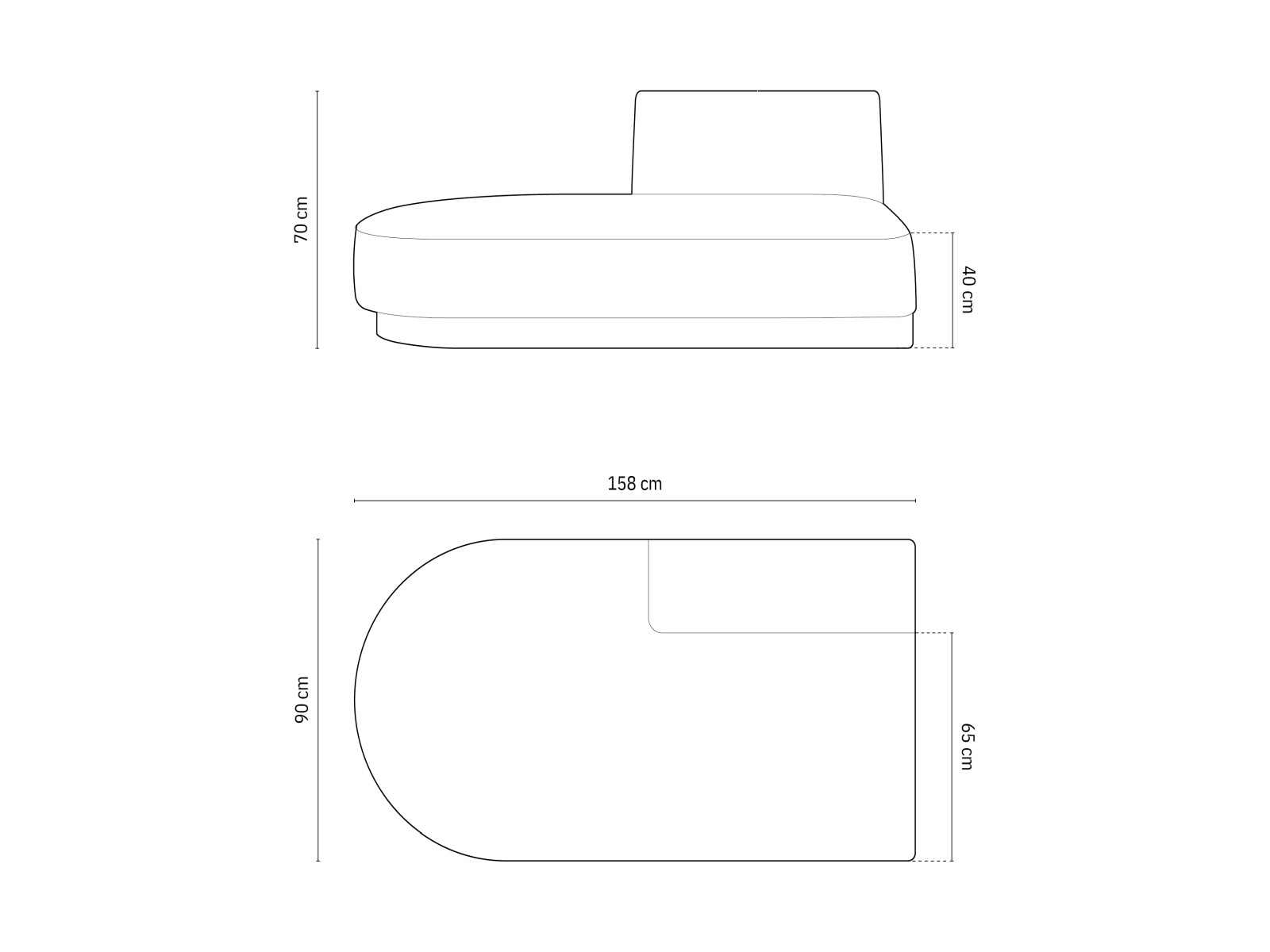 Miley Sitting Module Open links 2 Sitzer in Black präsentiert im Onlineshop von KAQTU Design AG. Modulares Sofa ist von Micadoni