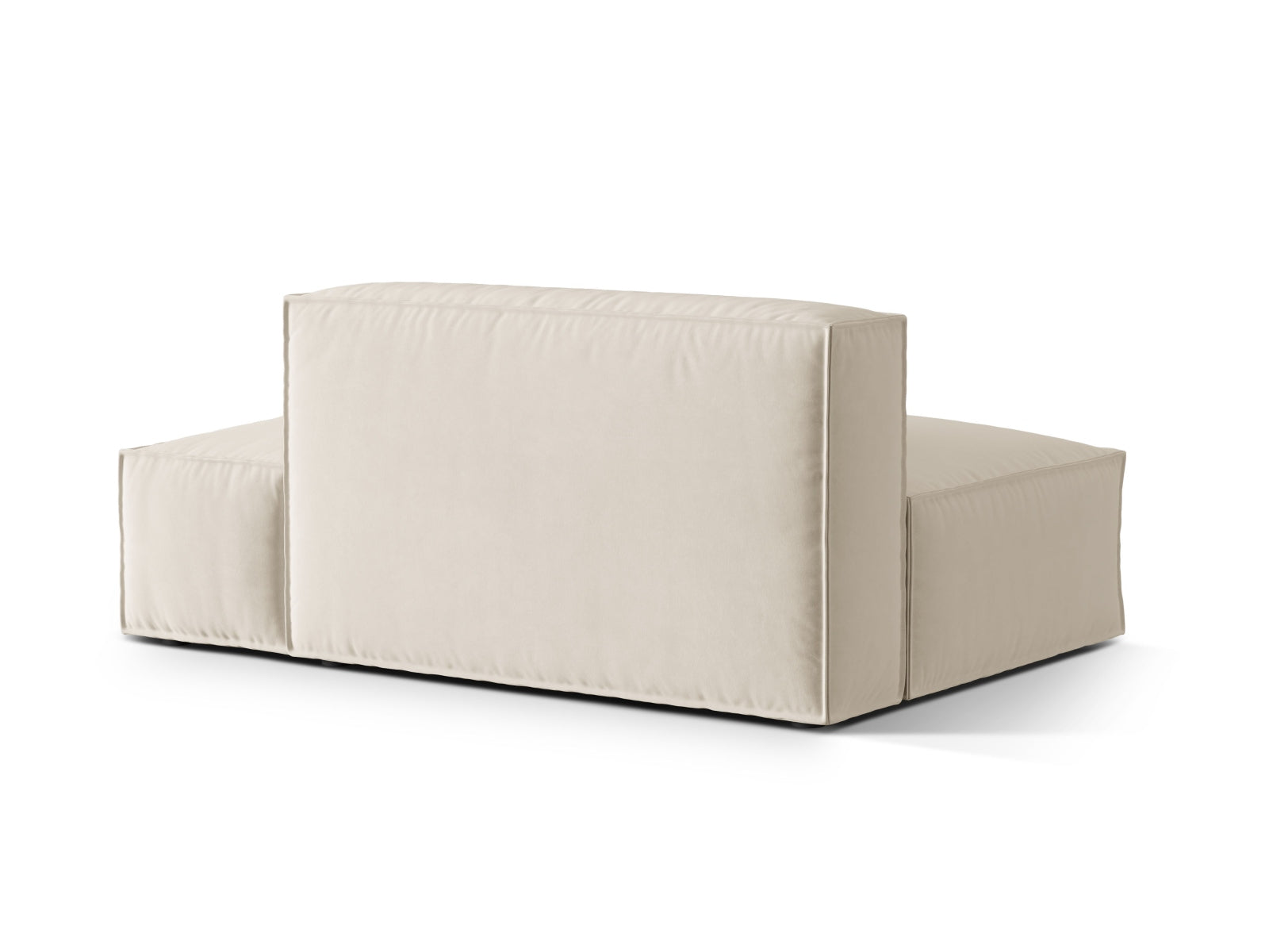 Beiges Velours-Modulsystem-Sofa mit 3 Sitzen, rechtsseitig, perfekt für moderne und anpassbare Wohnräume.