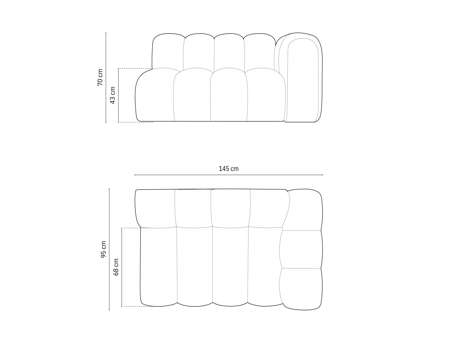 Lupine Modular Sofa rechts 2 Sitzer in Dark Grey präsentiert im Onlineshop von KAQTU Design AG. Modulares Sofa ist von Micadoni