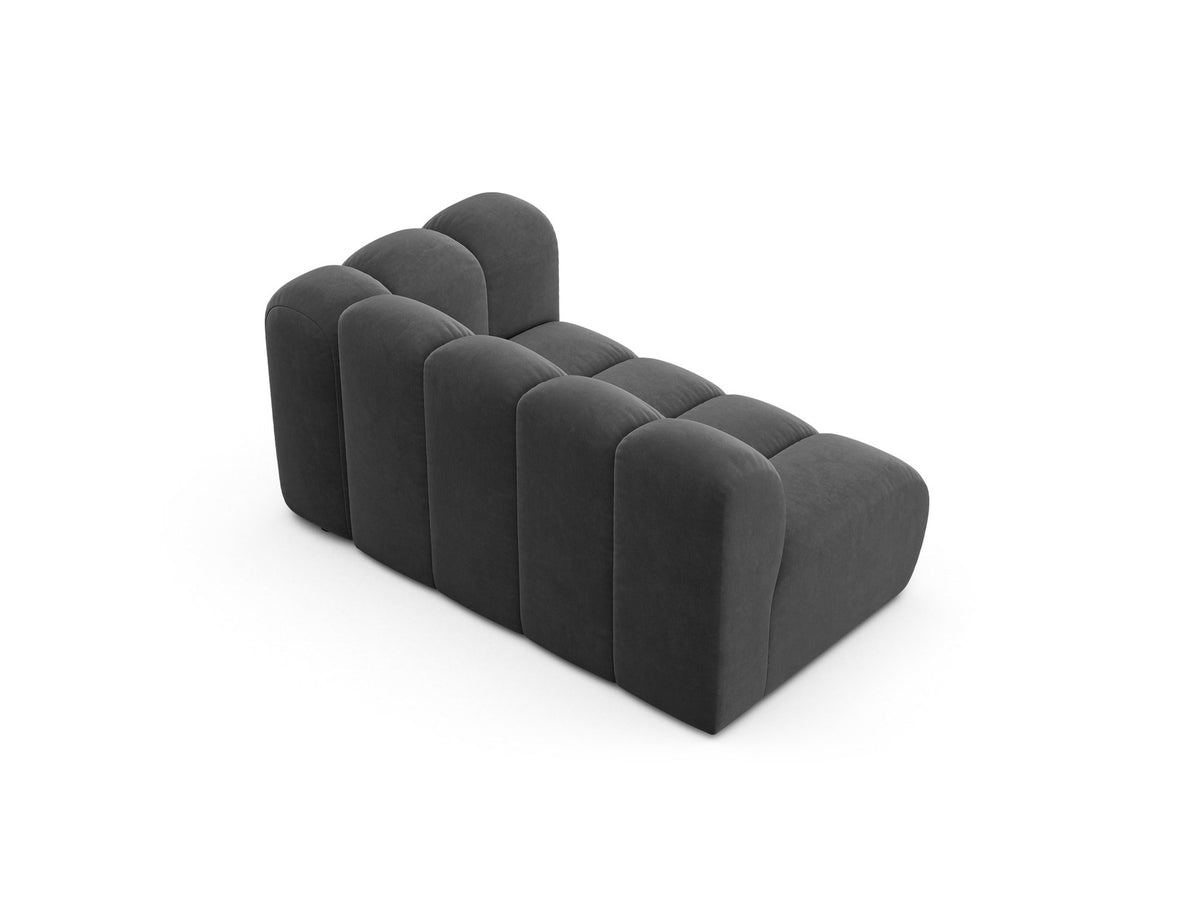 Modulares Zweisitzer-Sofa Lupine von Micadoni in leichtem Beige, Venus-Stoff, schwarze Kunststoffbeine, rechte Ausrichtung, 145x95x70 cm.