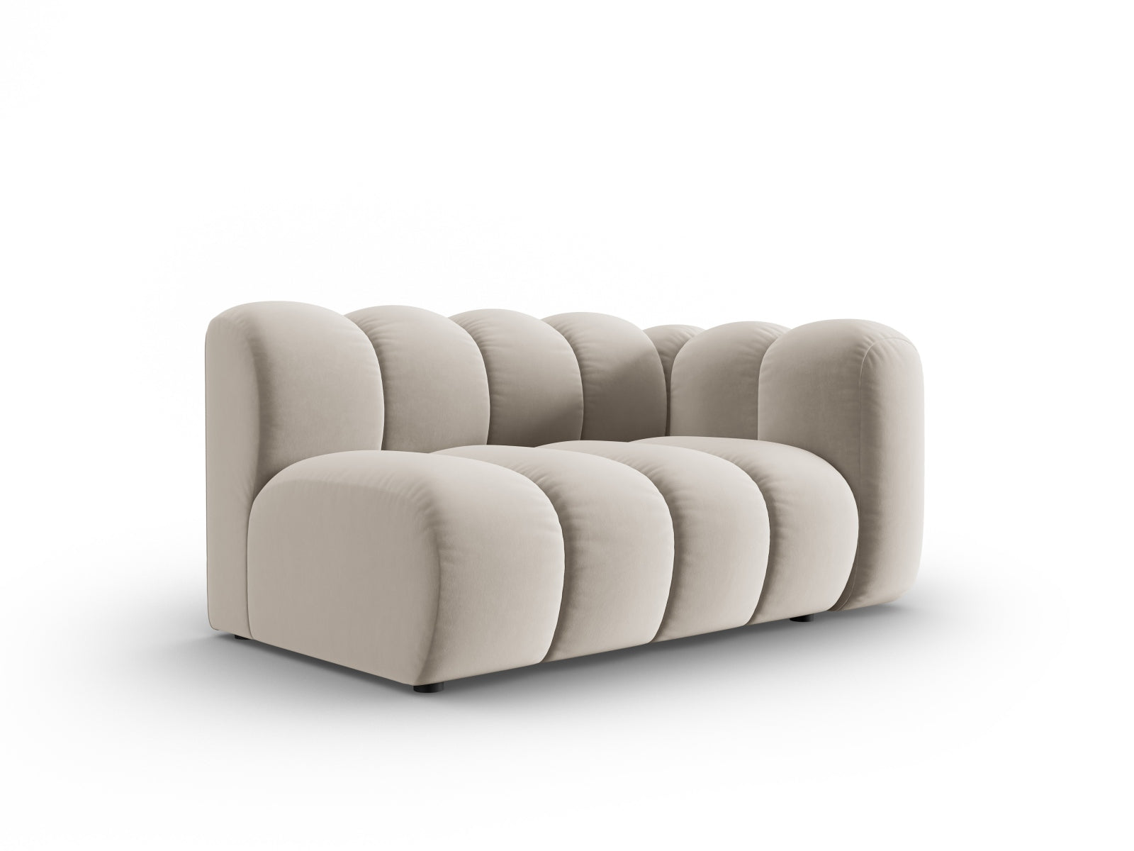 Beige Lupine Velour Modular Sofa, 2-Sitzer rechts, stilvolles Design von Micadoni, ideal für moderne Wohnräume.