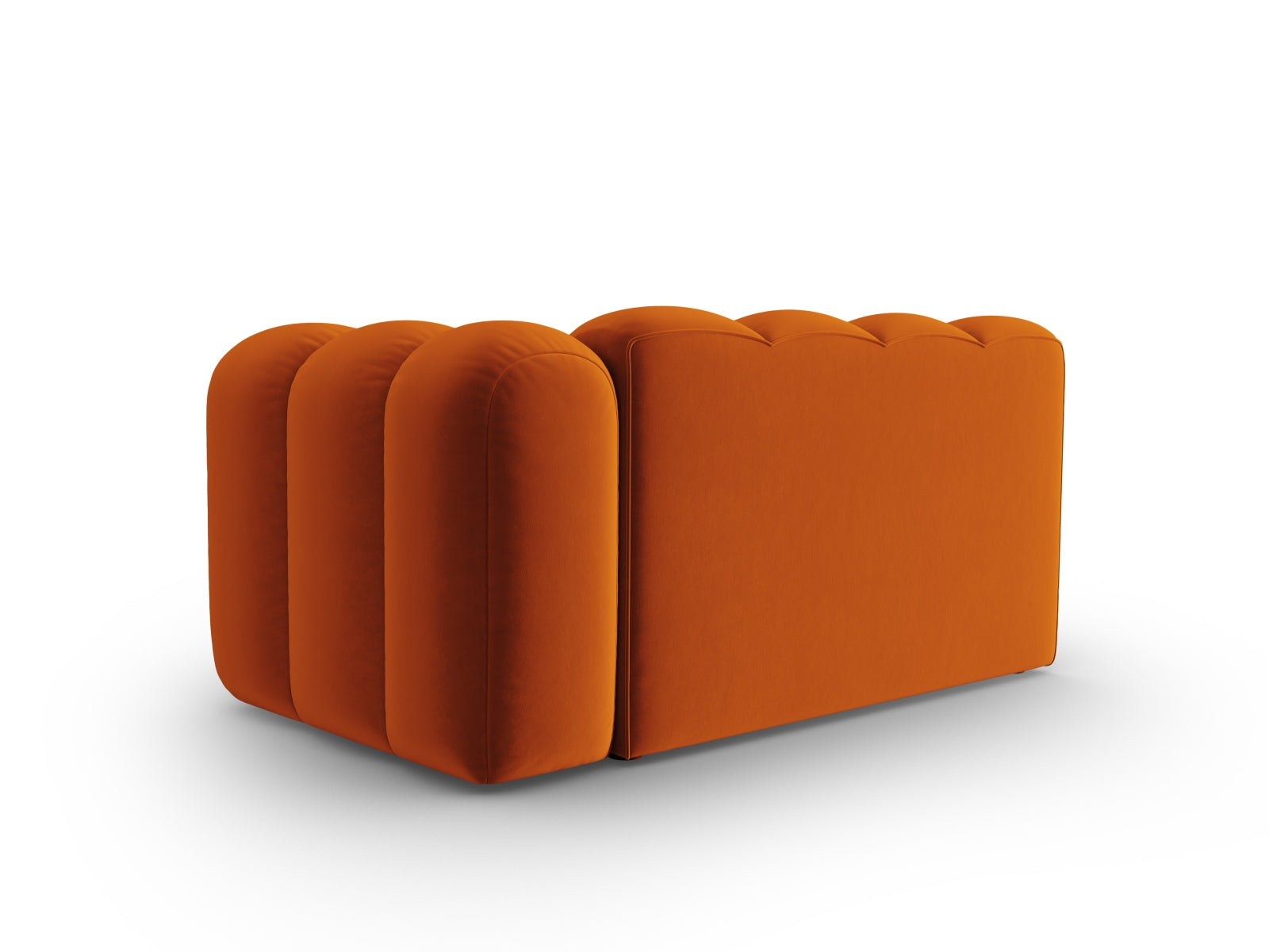 Modulares 2-Sitzer Sofa Lupine in warmem Terracotta-Velours, rechtsseitig, perfekt für moderne und gemütliche Wohnkonzepte.