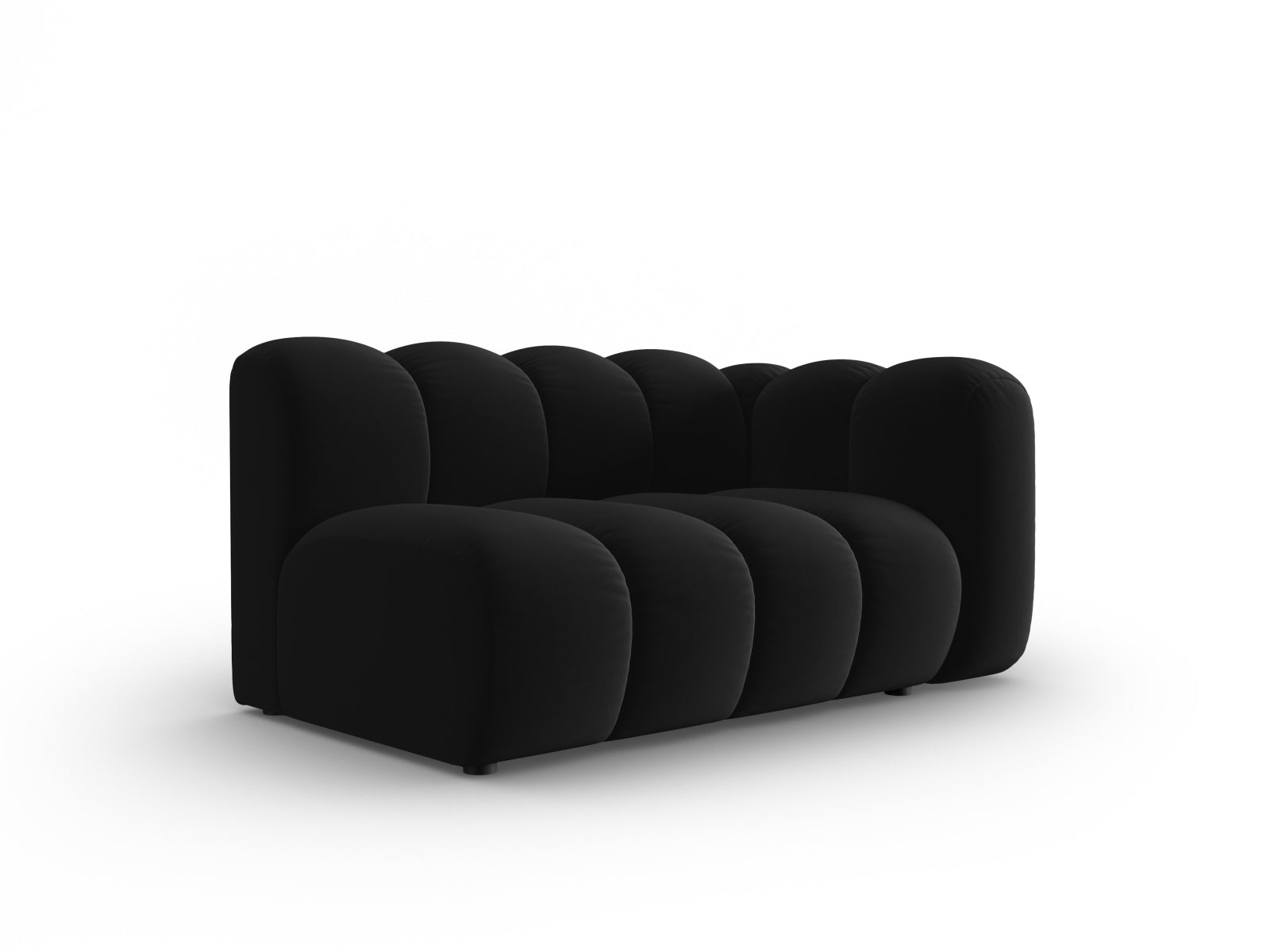 Elegantes Lupine Velour Modular Sofa in Schwarz, 2-Sitzer, ideal für stilvolle Wohnräume, präsentiert von Micadoni.