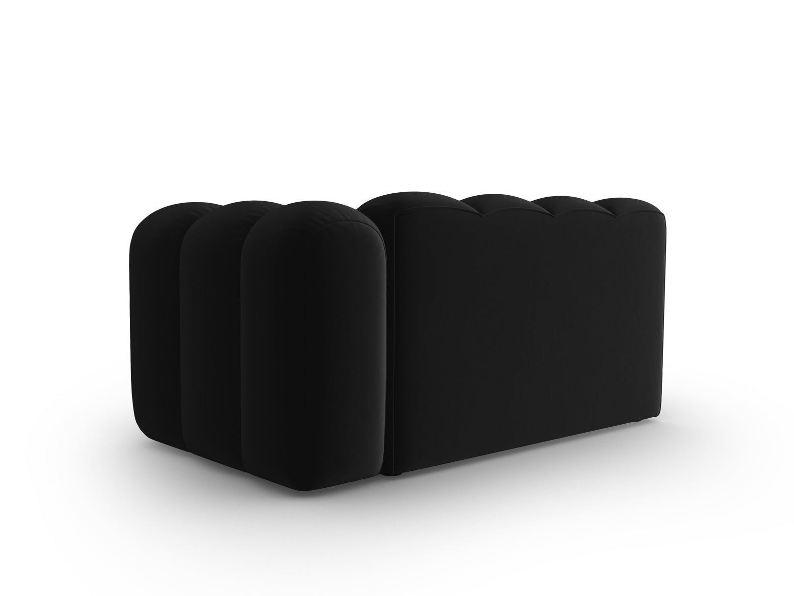 Schwarzes 2-Sitzer Velour Sofa von Micadoni, modulares Design, perfekt für moderne Wohnkonzepte und stilvolle Einrichtung.